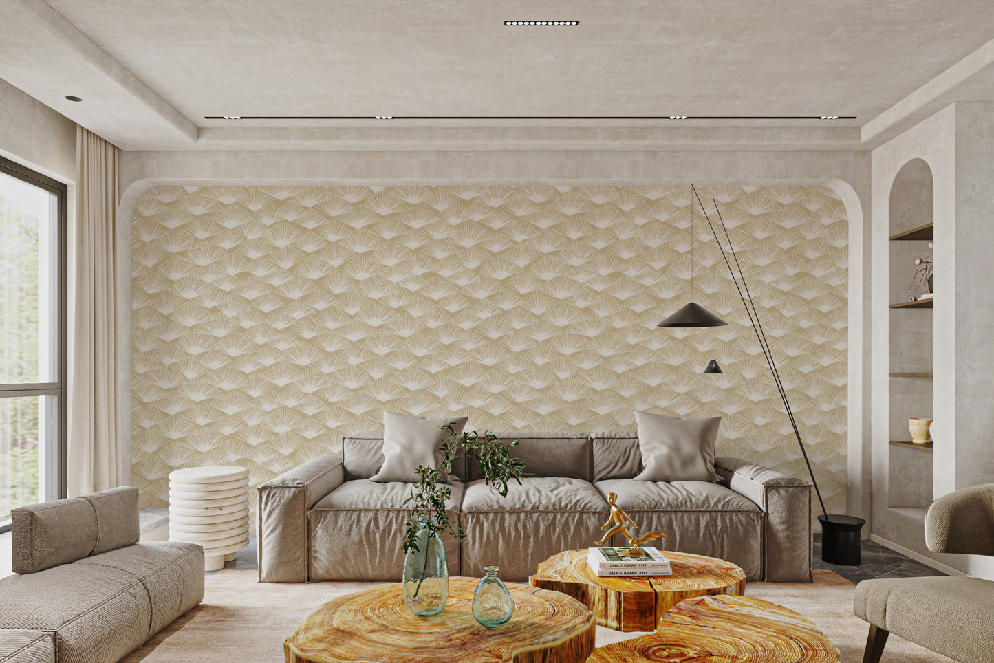 Sophisticated Exotic Fan wallpaper with sleek silhouette patterns.
