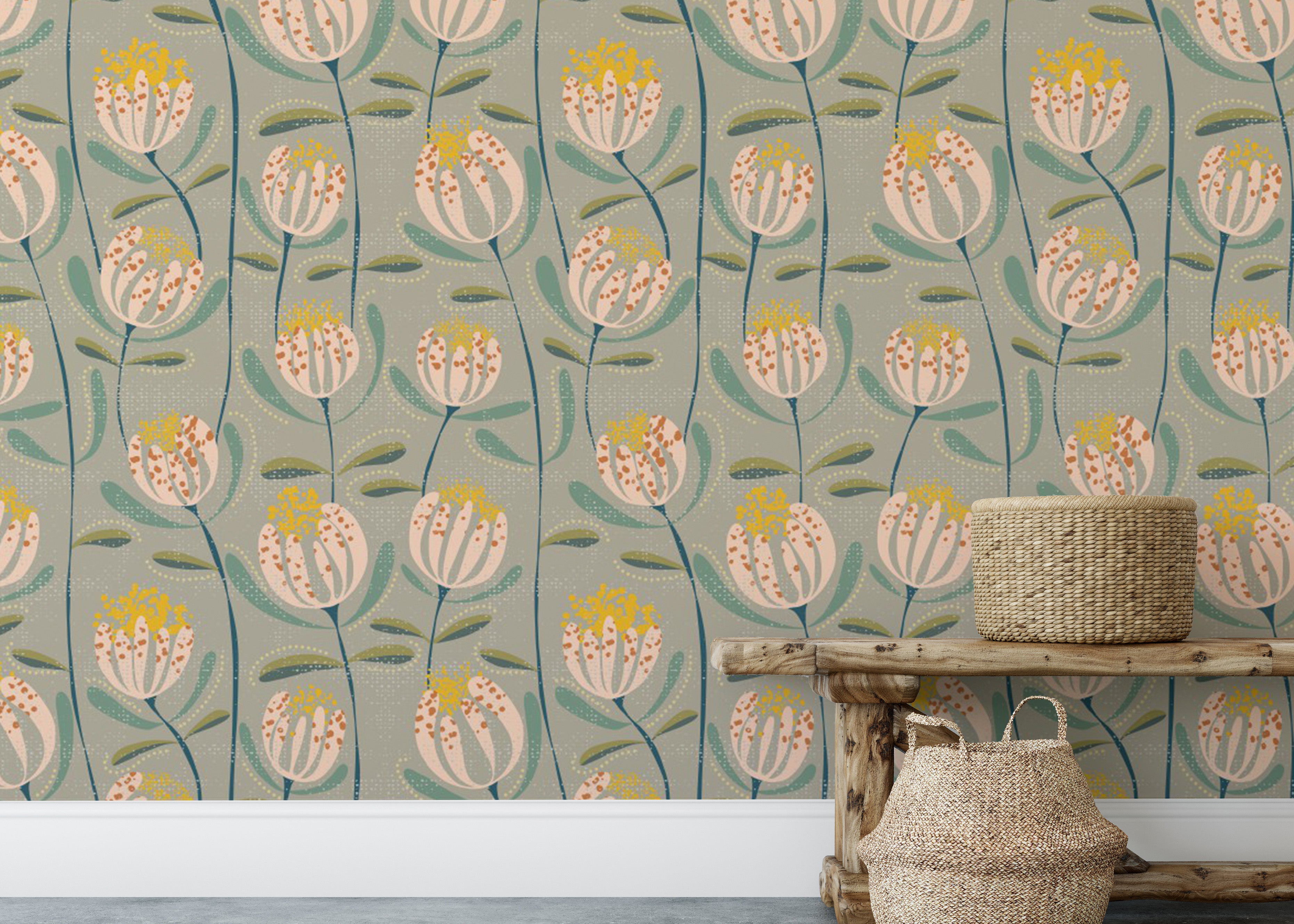 Trendy blooming wallpaper for Scandinavian interiors