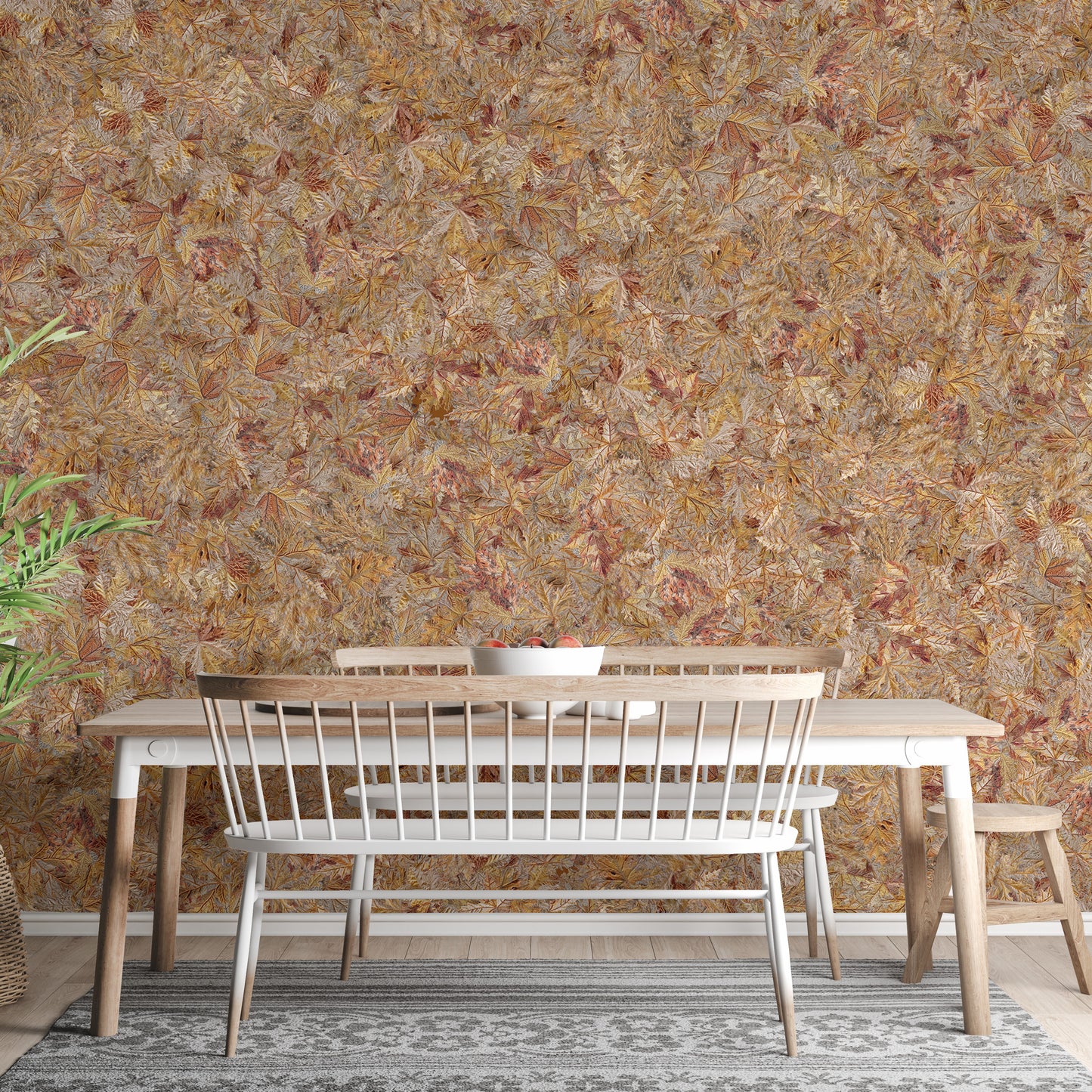 Taupe Brown Autumn Leaf Wallpaper Mural