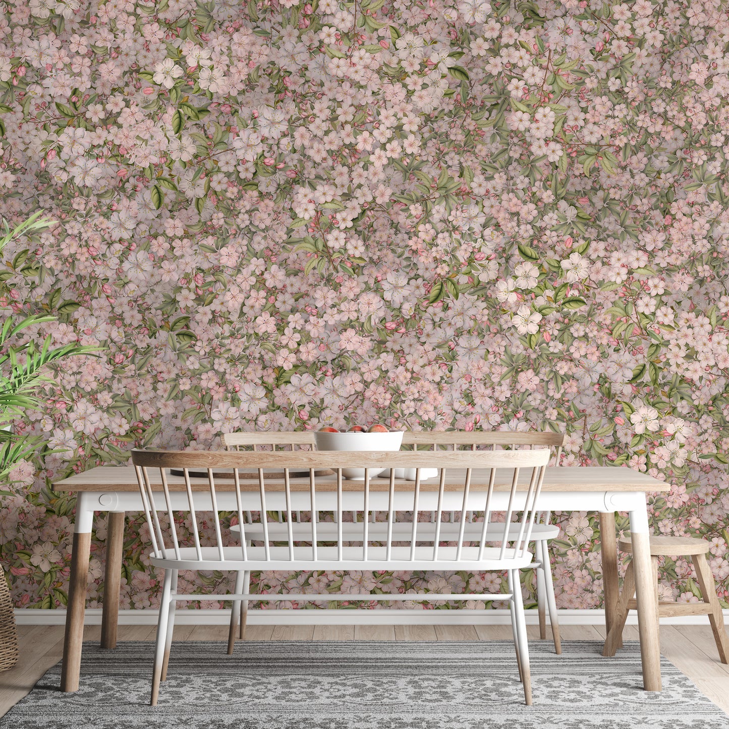 Pink and Green Cherry Blossom Flower Wallpaper Murals