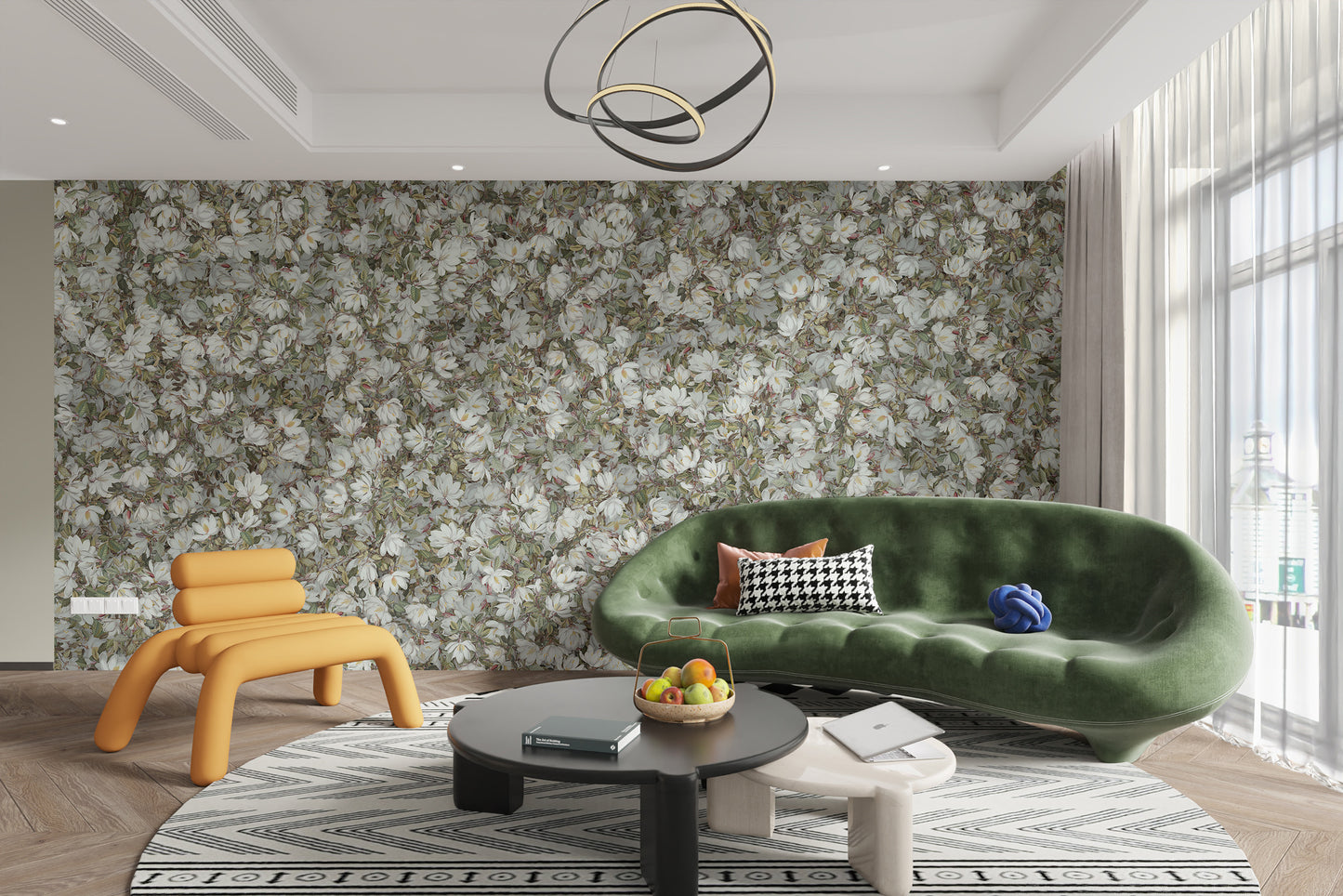 Serene magnolia wallpaper mural for home decor
