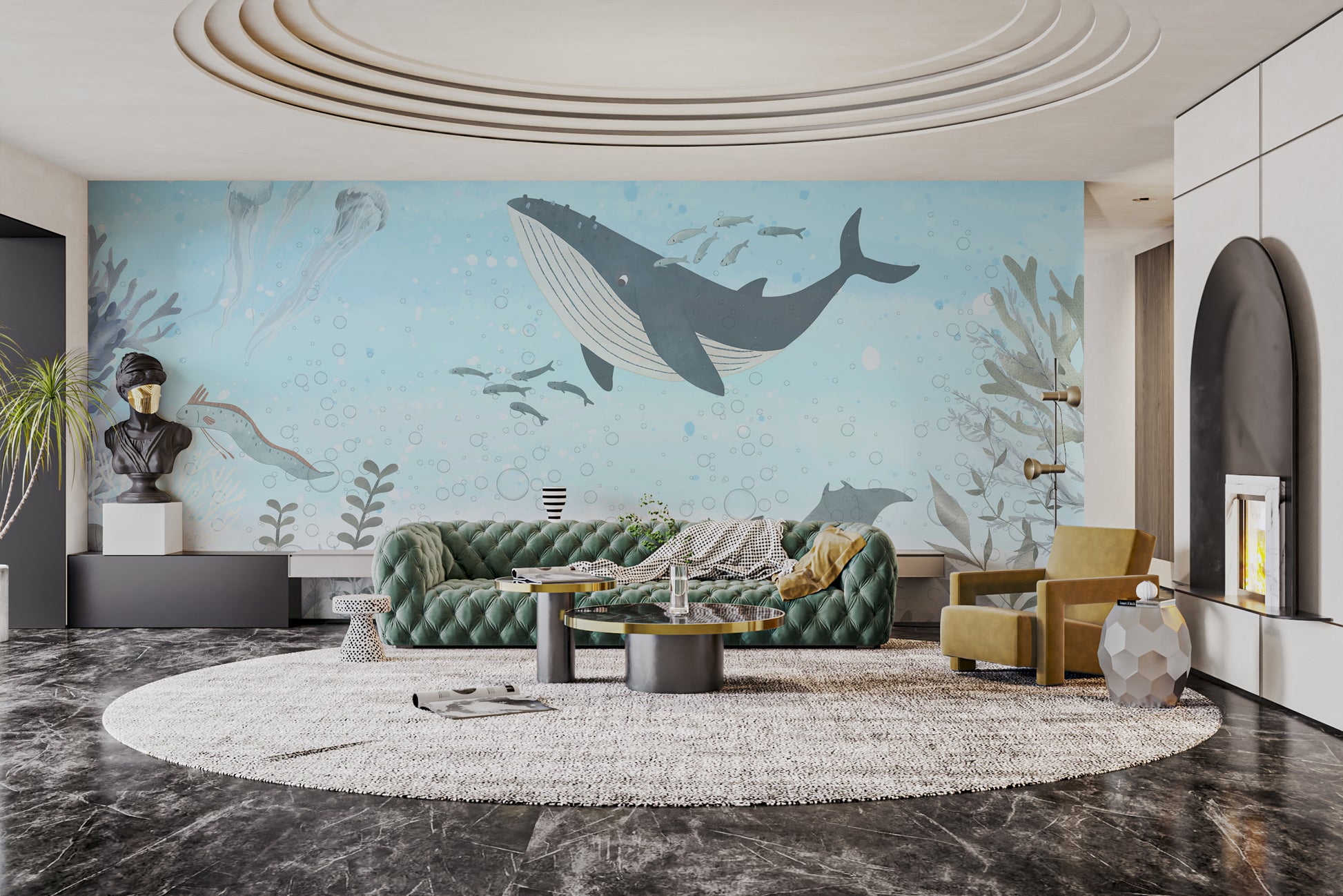 Oceanic Harmony Mural peel and stick wallpaper