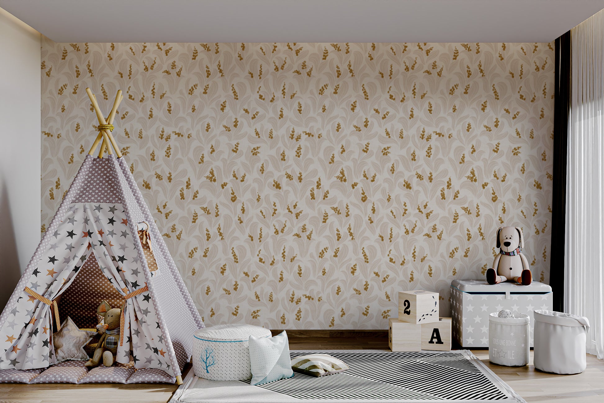 Stylish lily valley wallpaper for modern interiors