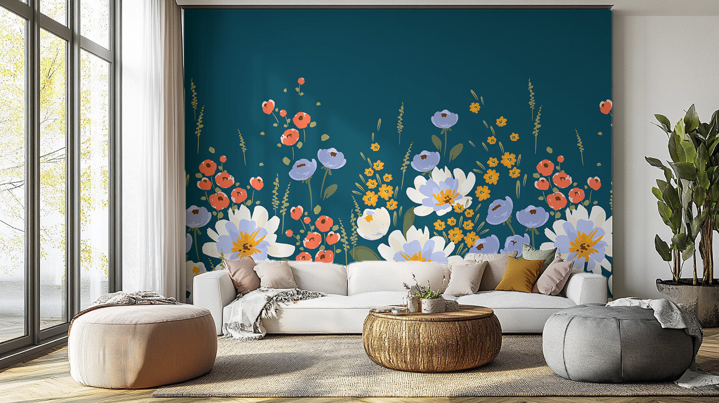 Midnight Garden Floral Mural - Giffywalls