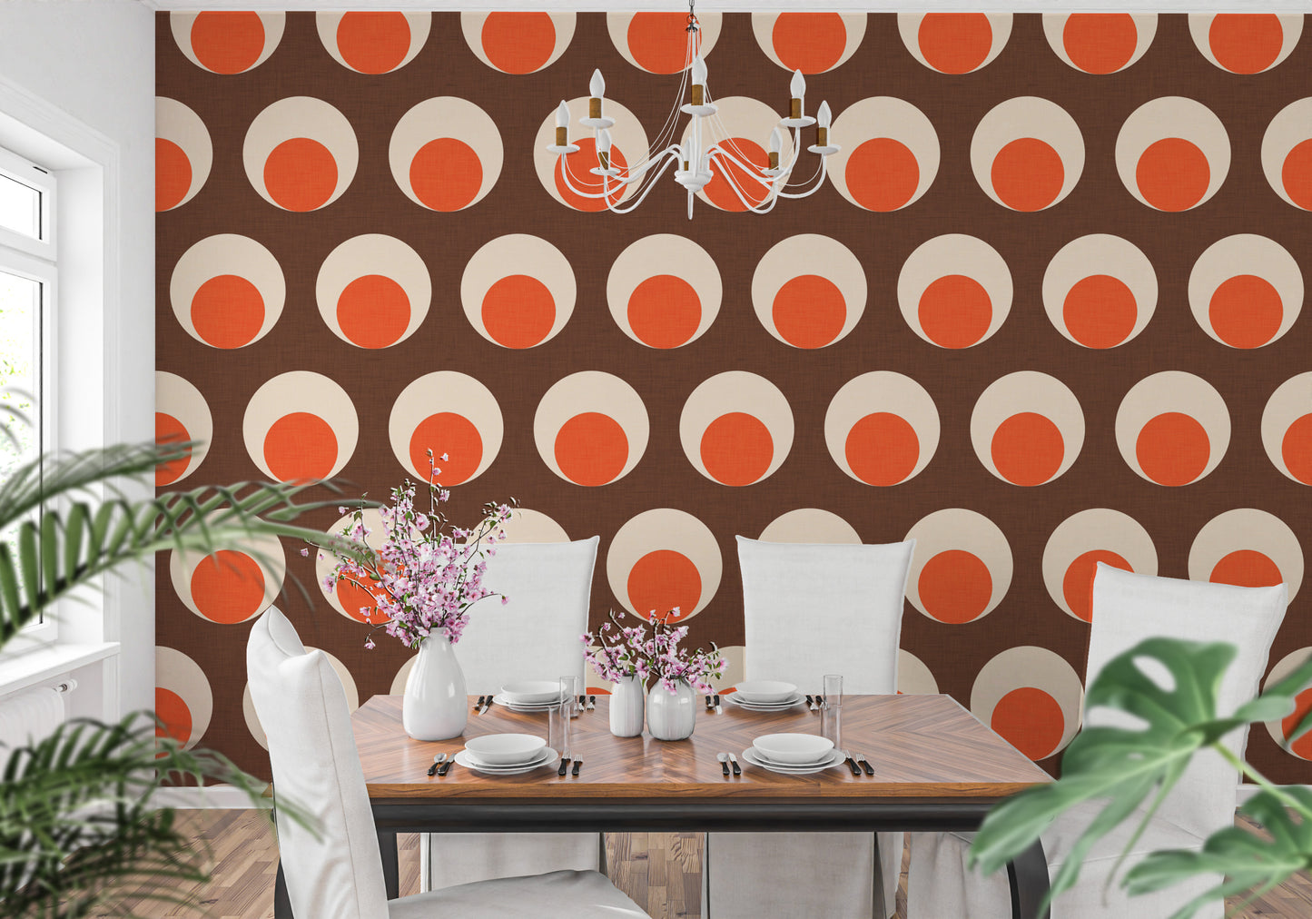 Warm-toned retro dot wallpaper for home decor
