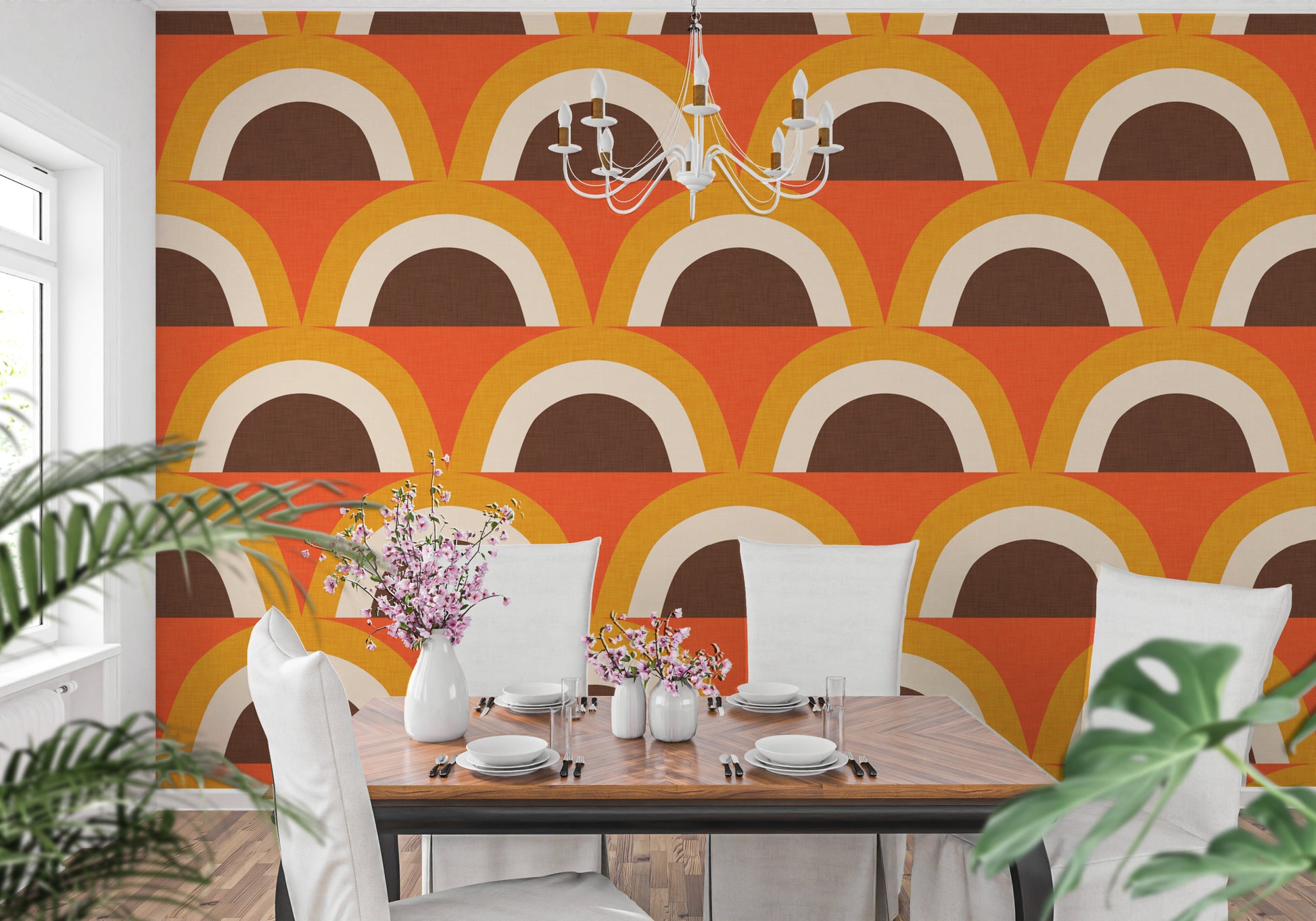 Mid Mod Orange Wallpaper for unique decor
