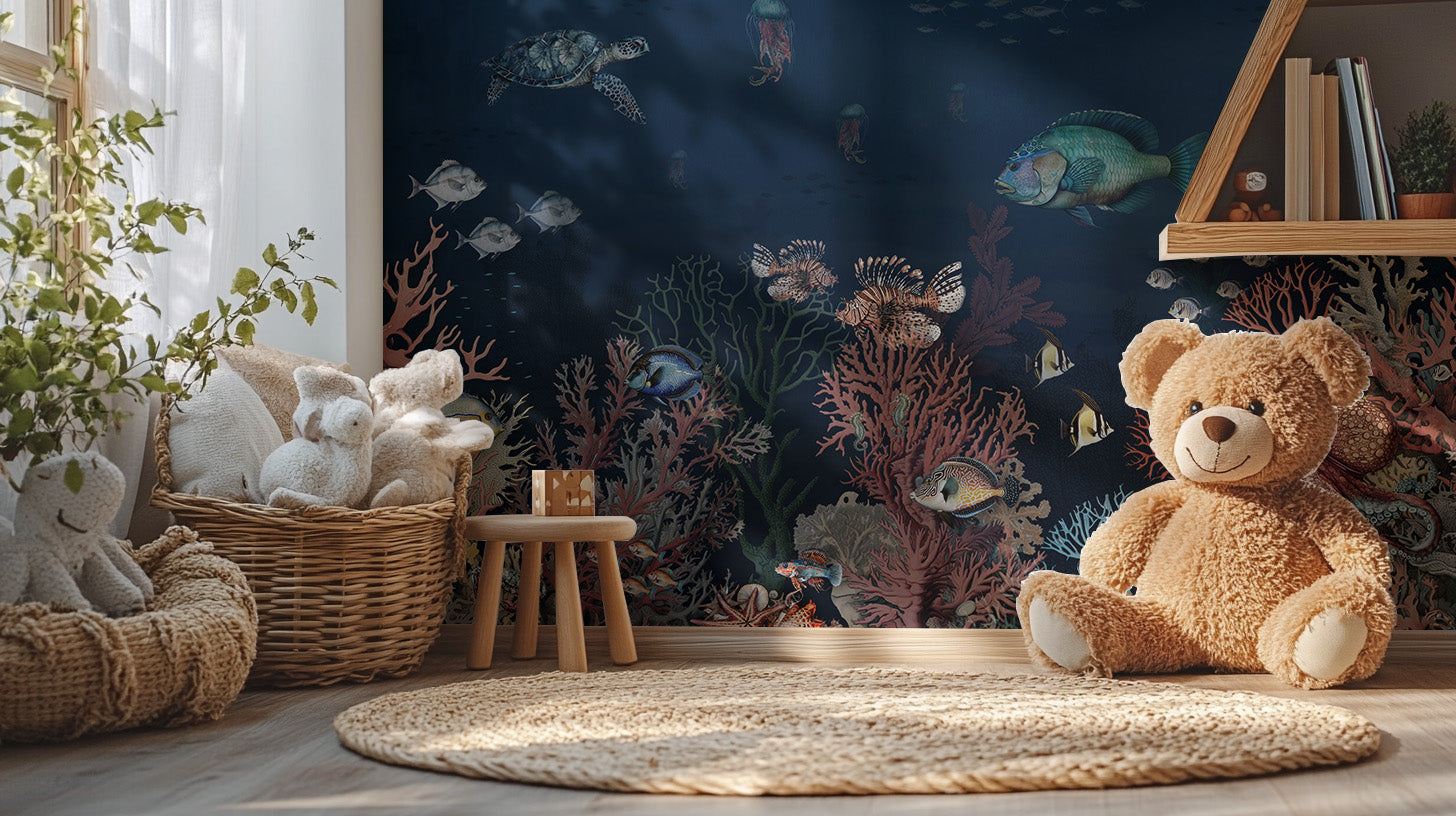 Dynamic coral mural for ocean-inspired decor