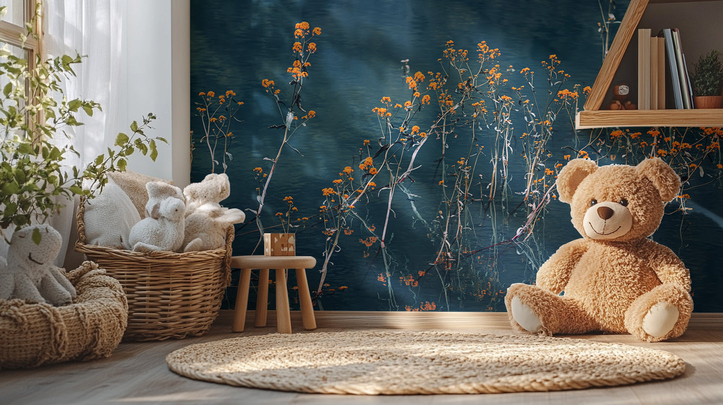 Blue Mirage Blossom Wall Mural