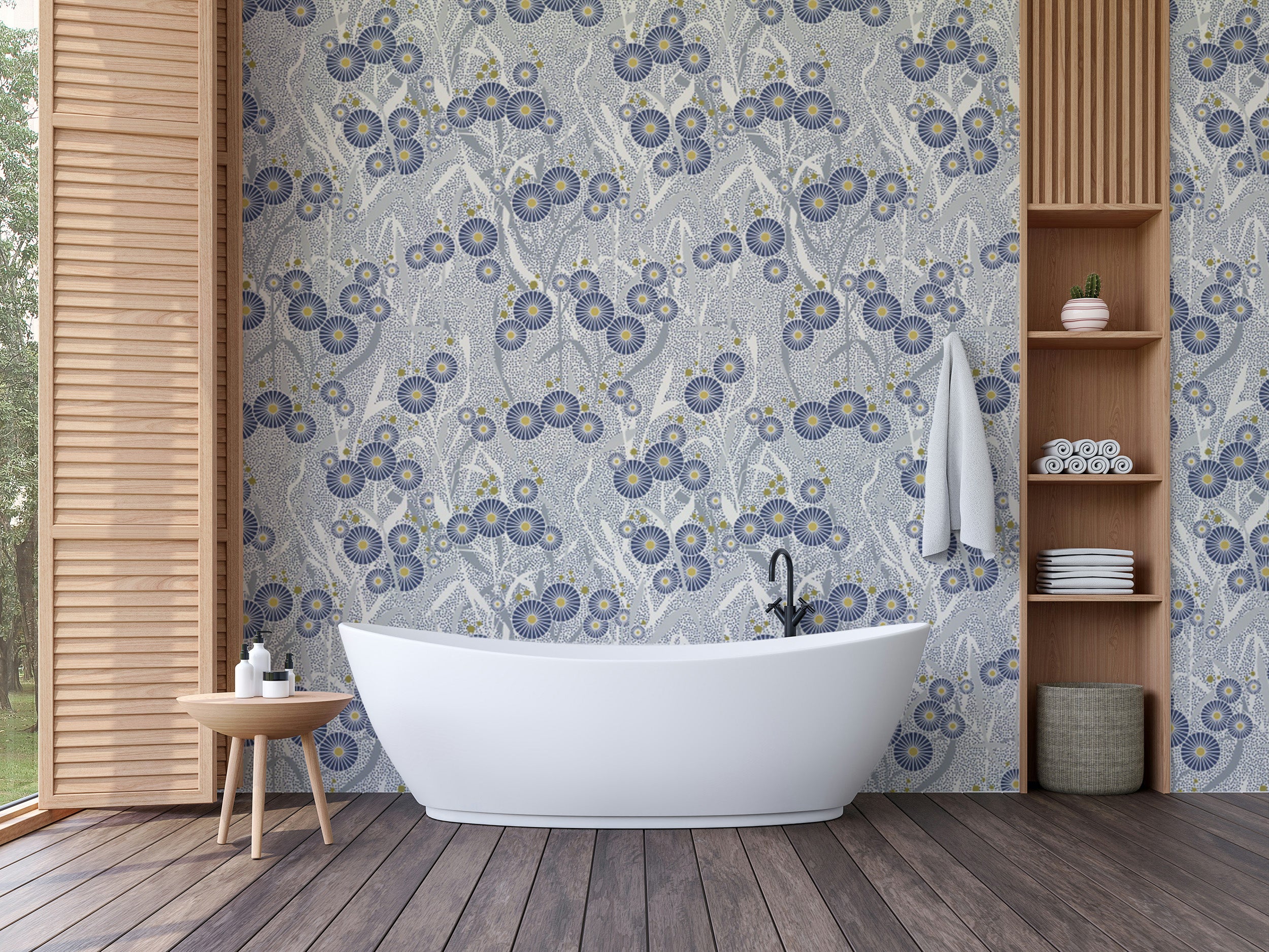 Reusable Nordic petals wallpaper for walls