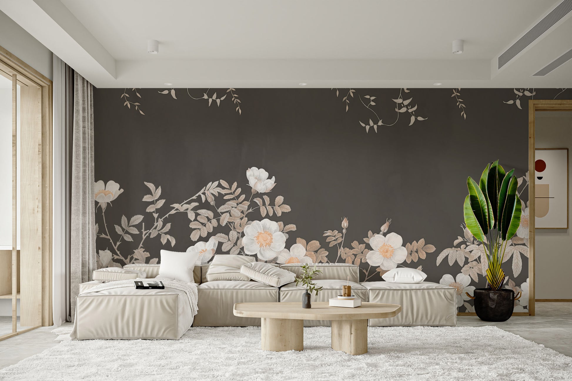 Elegant Copper Petal Noir Wall Mural for interiors