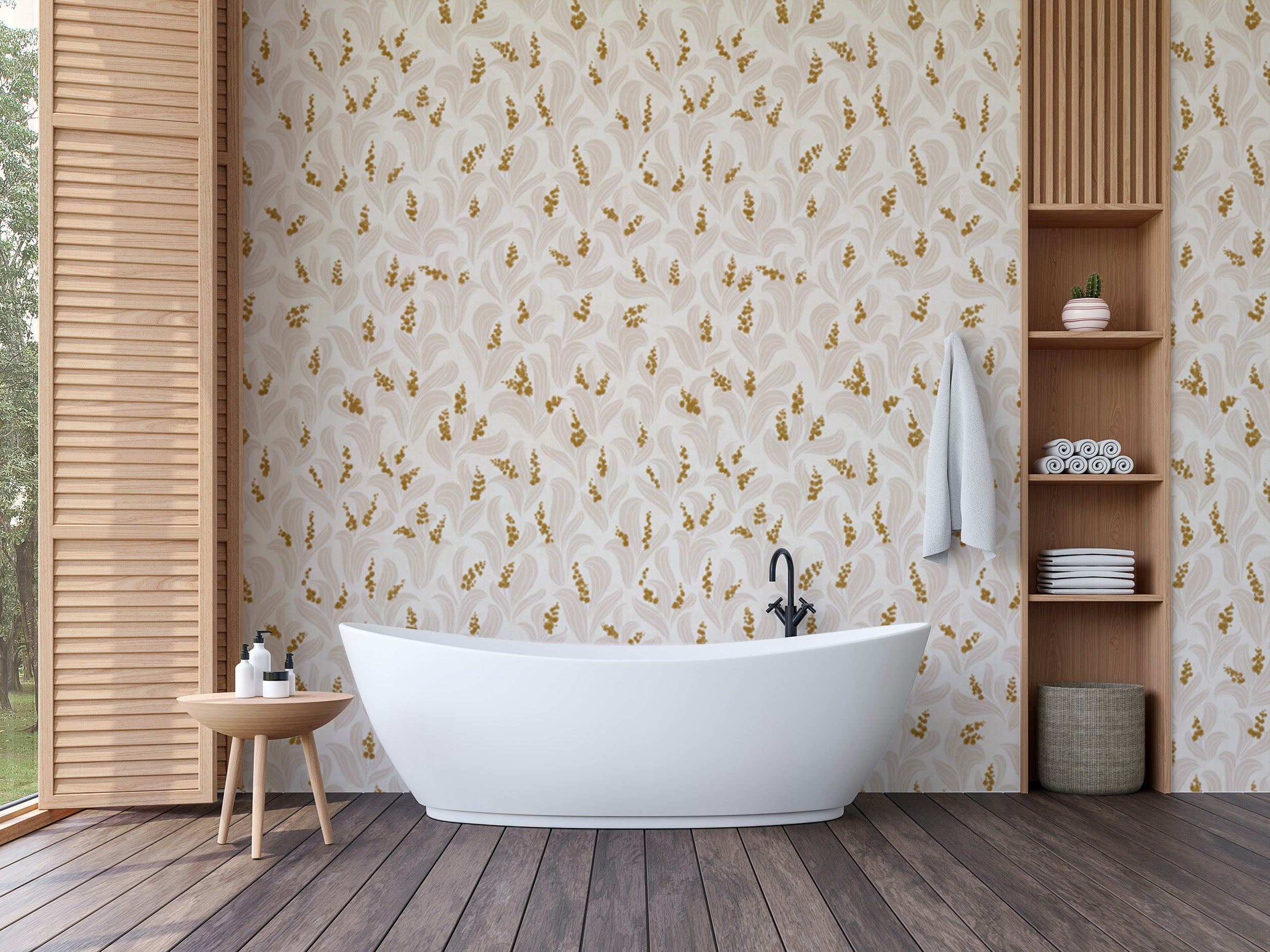 Golden Whispers wallpaper for serene living spaces