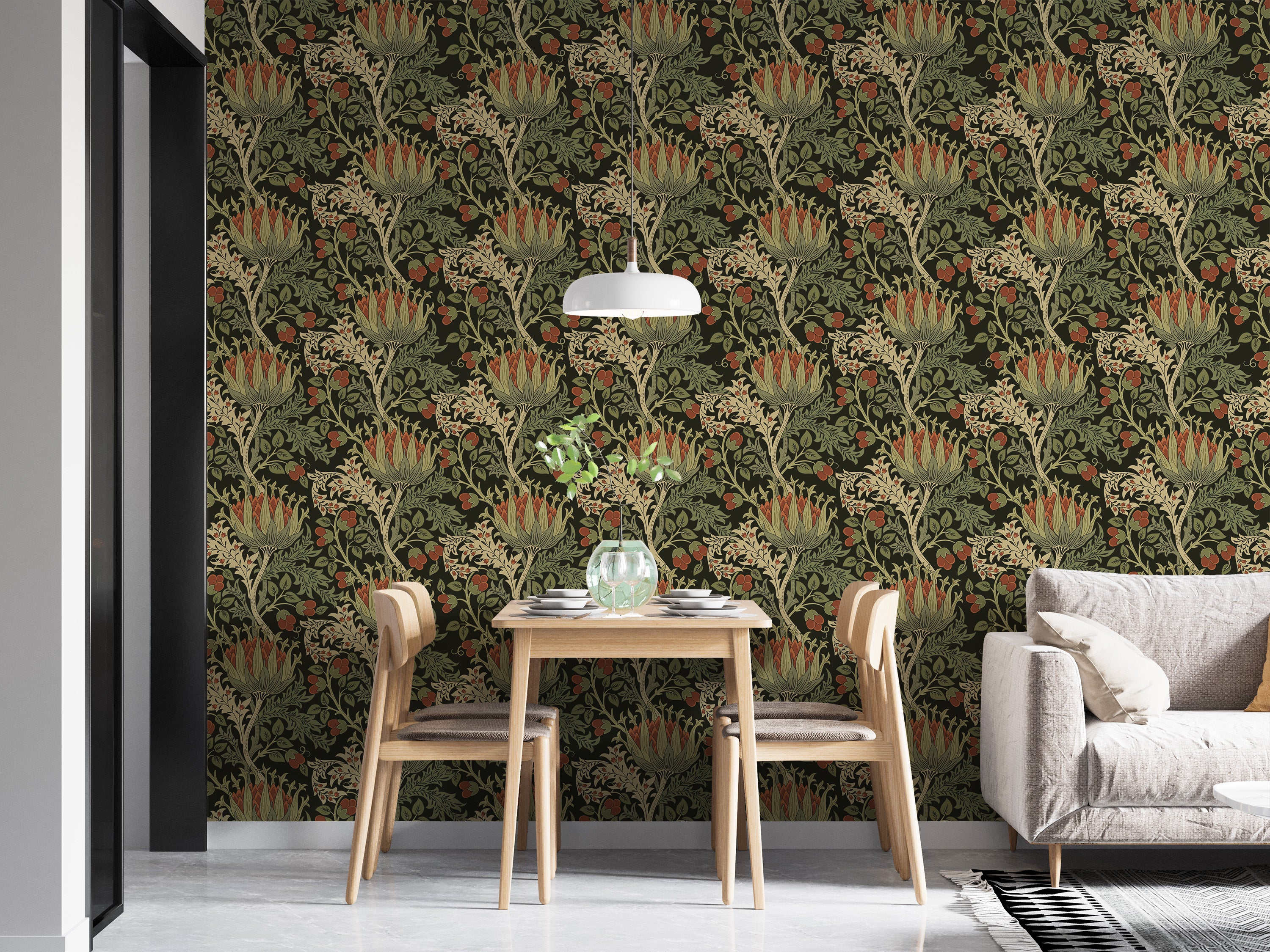 Nature-inspired floral wallpaper with charm