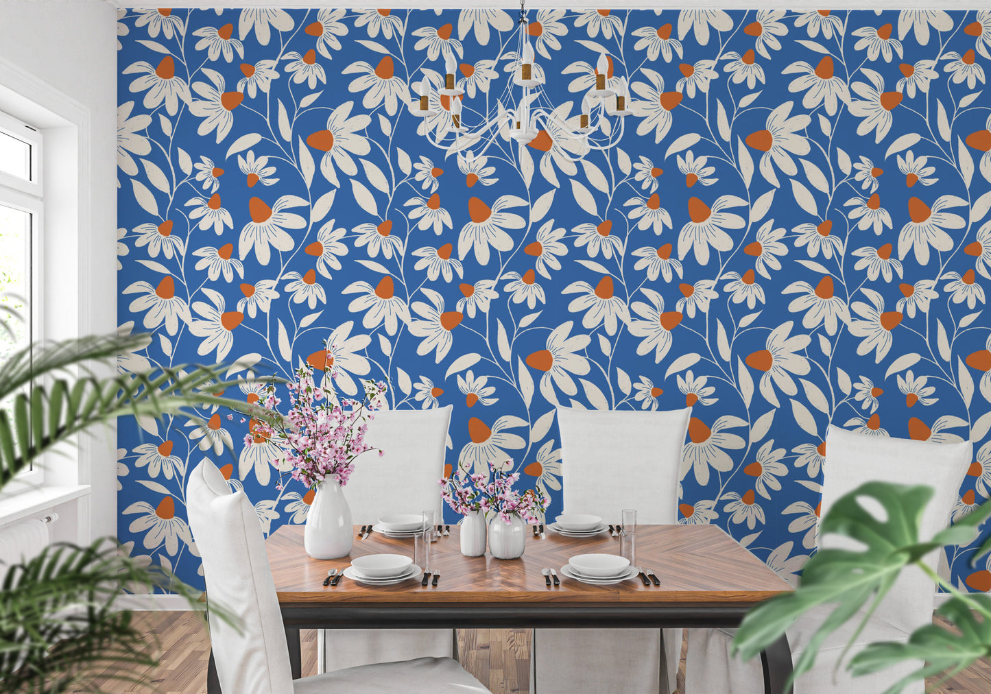 Coneflower-Patterned Wallpaper for Sophisticated Walls
