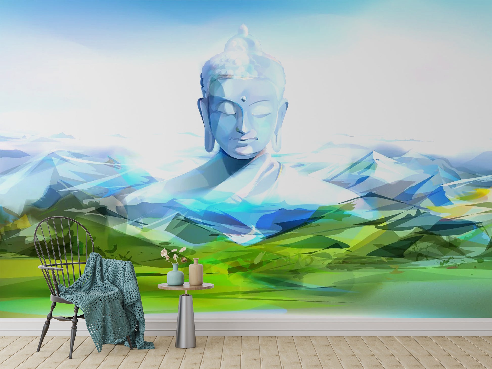 Zen-inspired Buddha mural for walls
