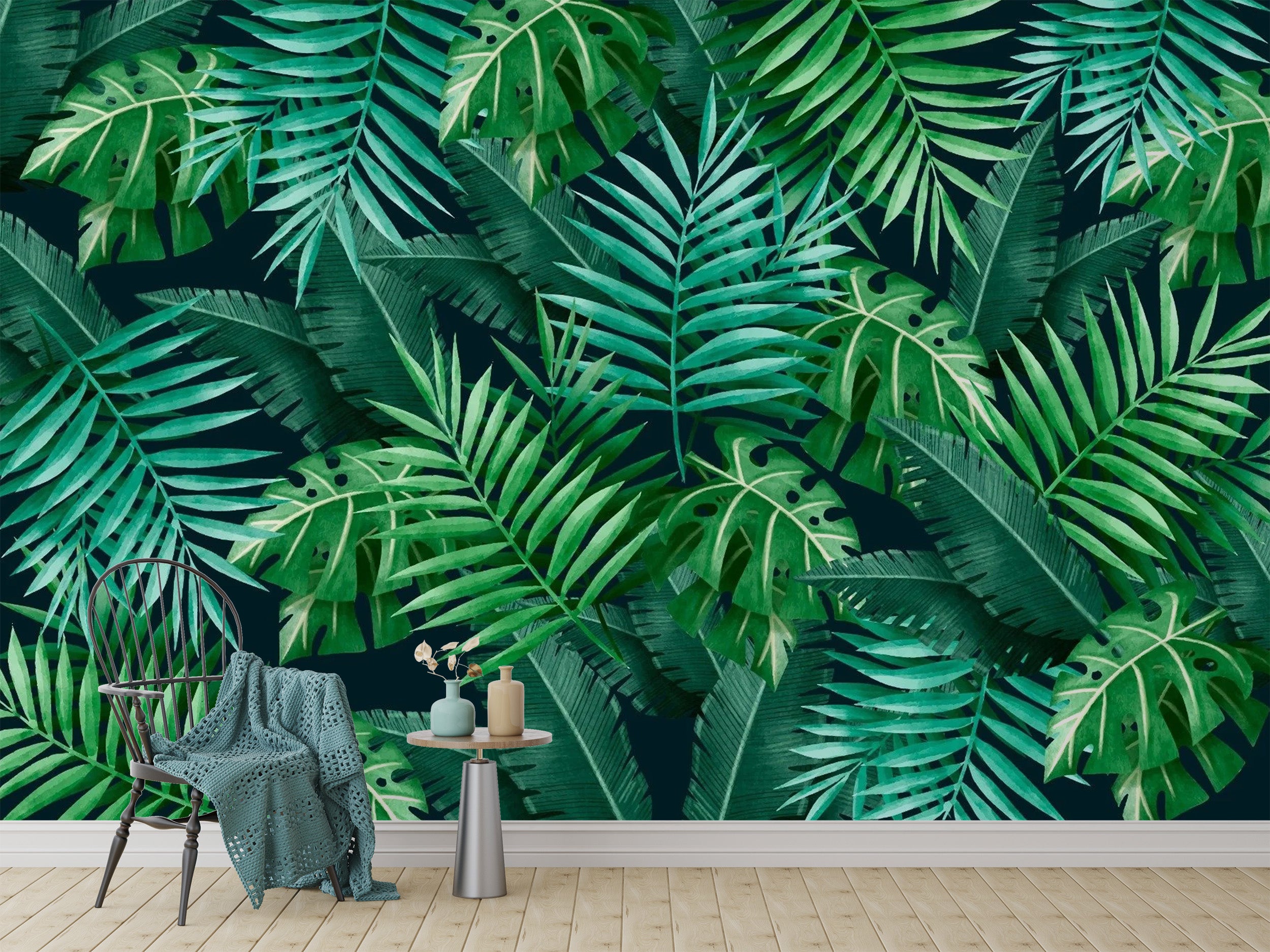 Green Leaves Wallpaper Mural for calming rooms
