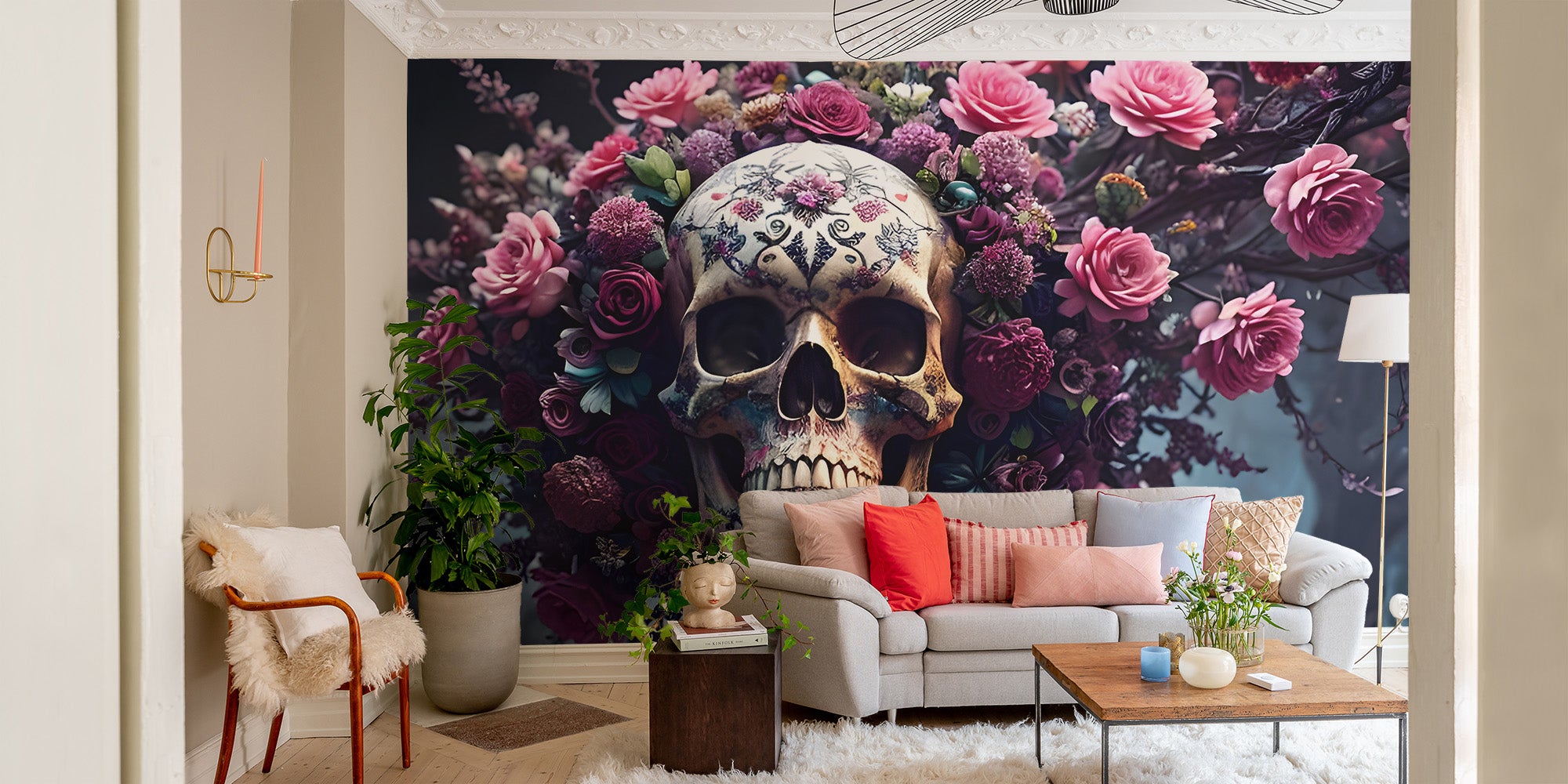 Floral Skull Halloween Wallpaper - Giffywalls