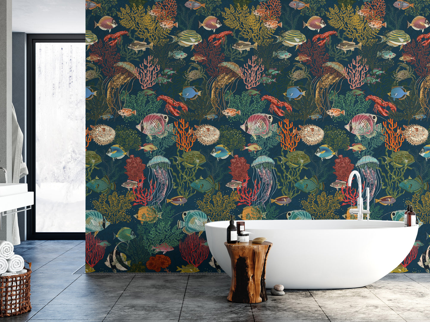 Whimsical Marine Life Scene Wallpaper Mural
