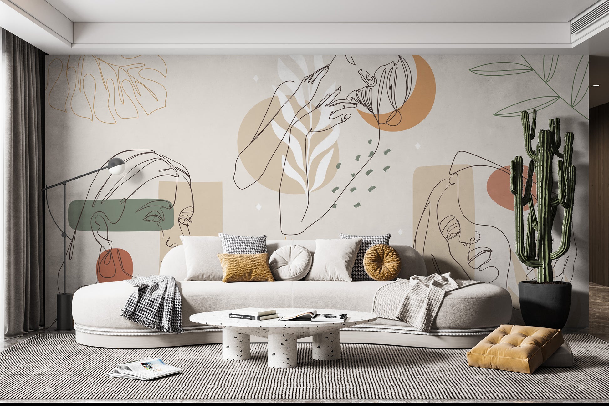 Unique Contour Elegance Artwork Mural accents