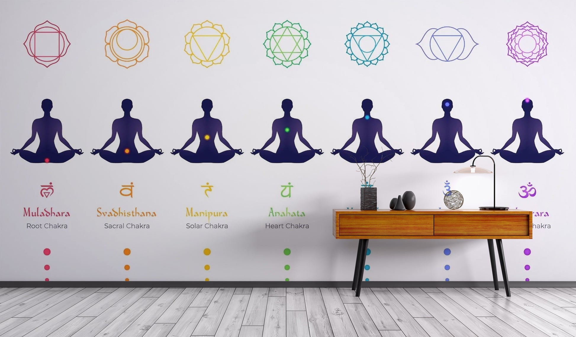 Vibrant Chakra Mural for Tranquil Vibes
