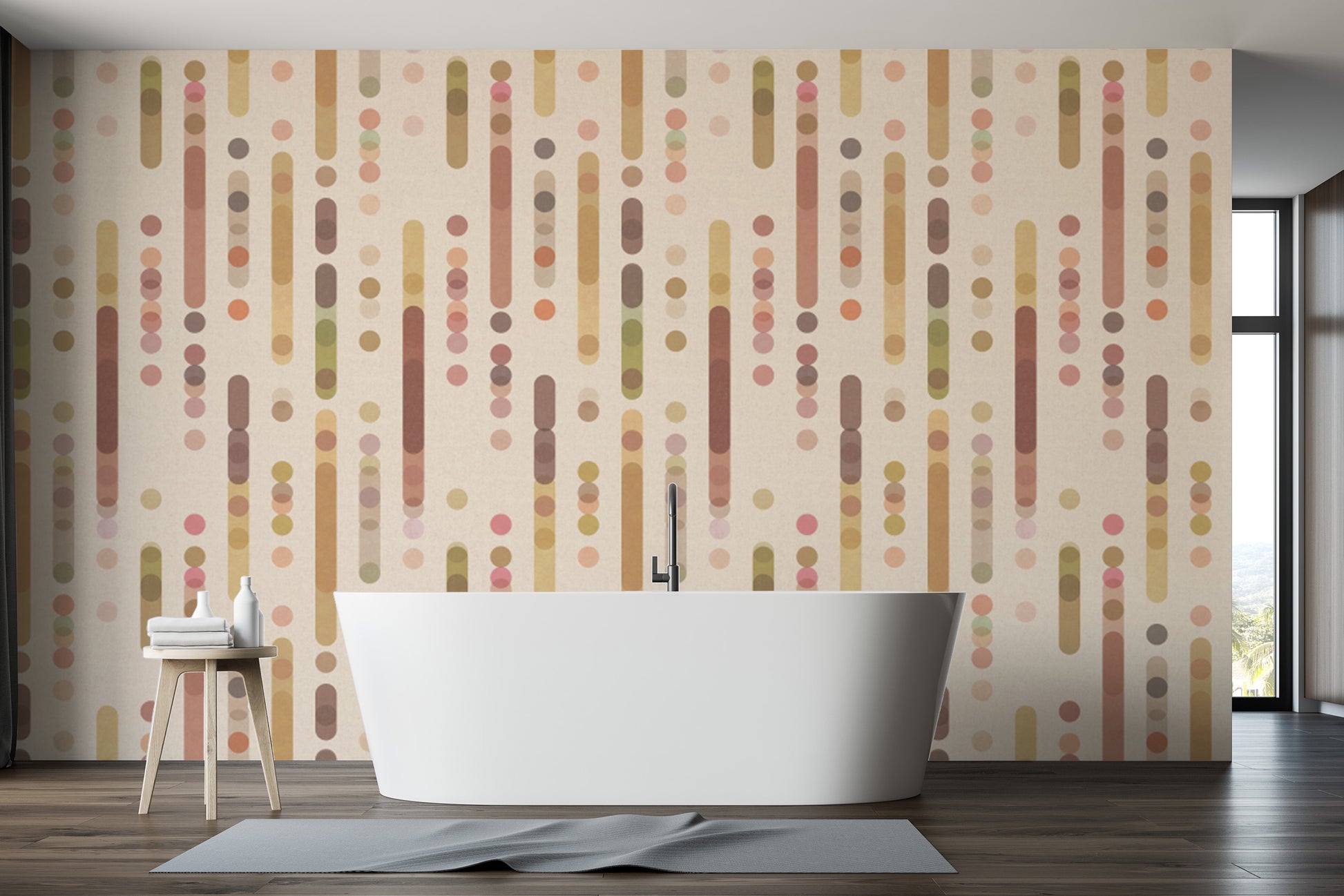 Warm and chic geometric wallpaper perfect for cozy interiors