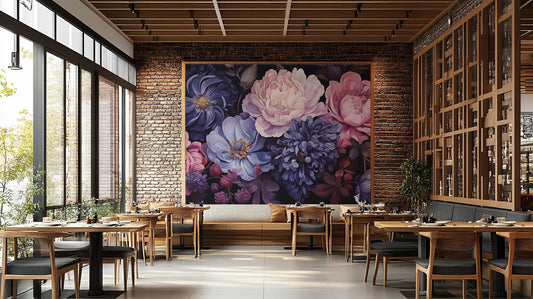 Elegant aromatic bouquet wall mural design