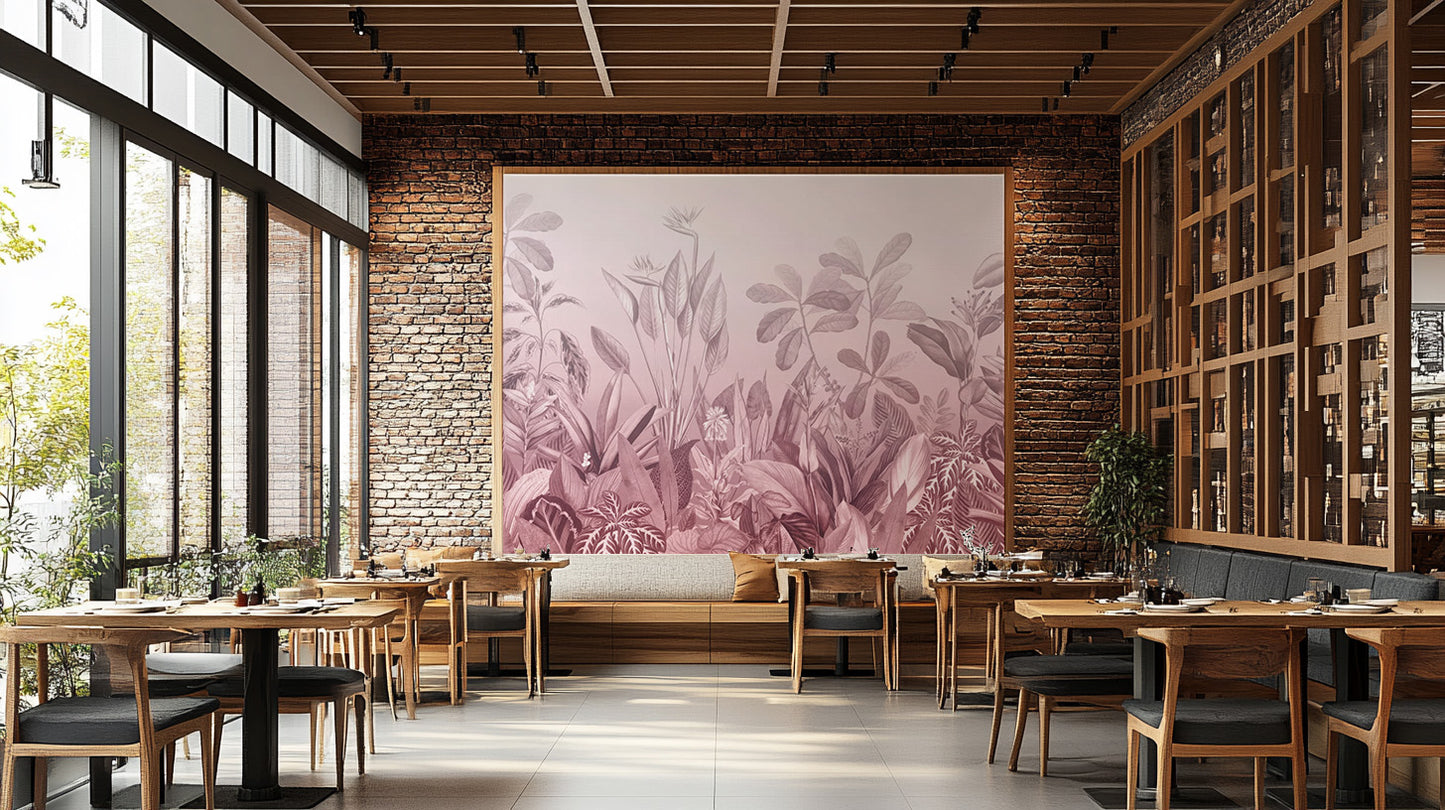 Pink Tropical Jungle Wall Mural