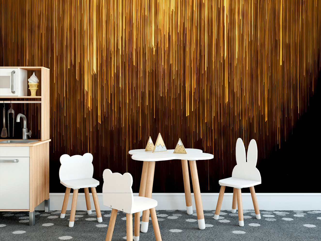 Luxury Gold 3D Wallpaper Mural Dining Room