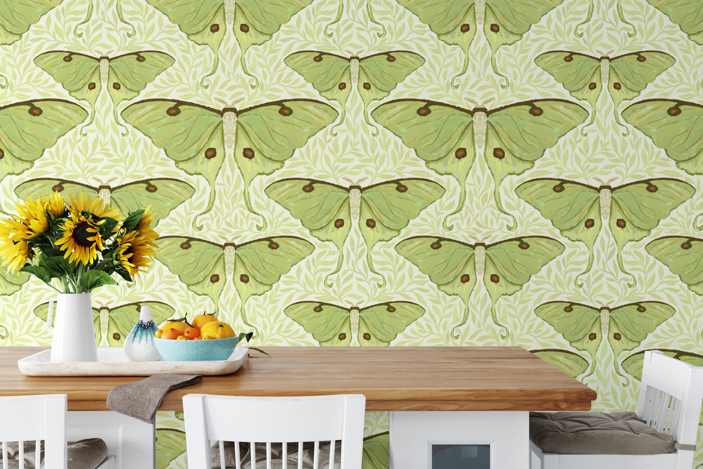 Nature-inspired luna moth wallpaper design
