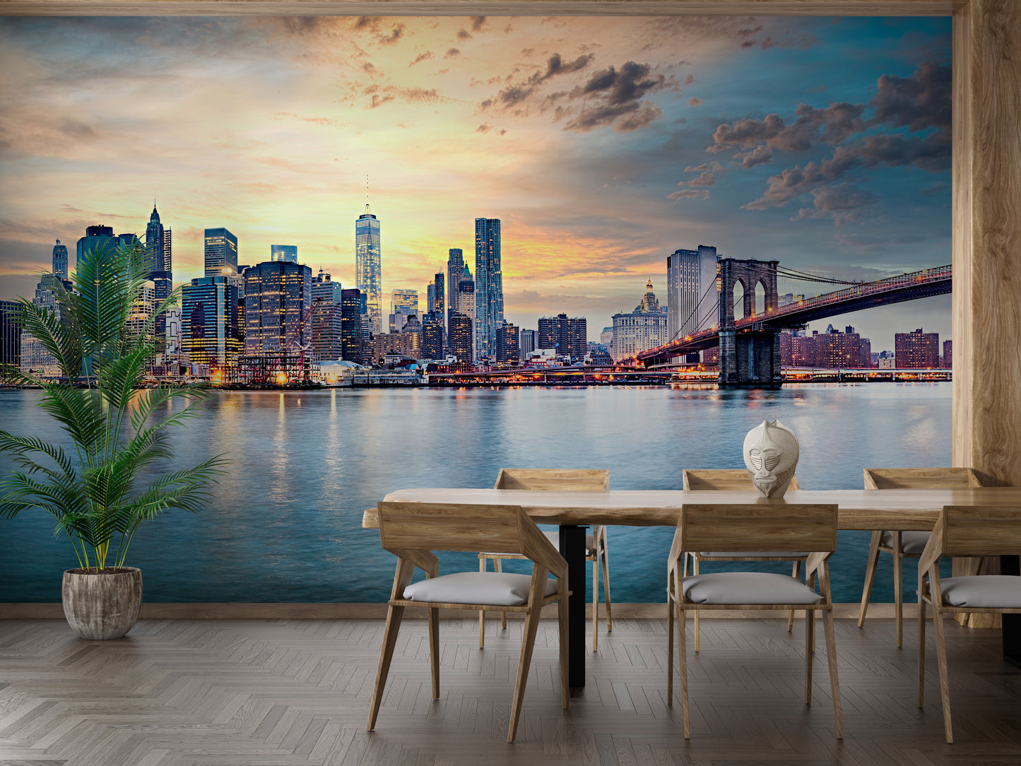 Urban New York sunset wallpaper for elegant wall decor