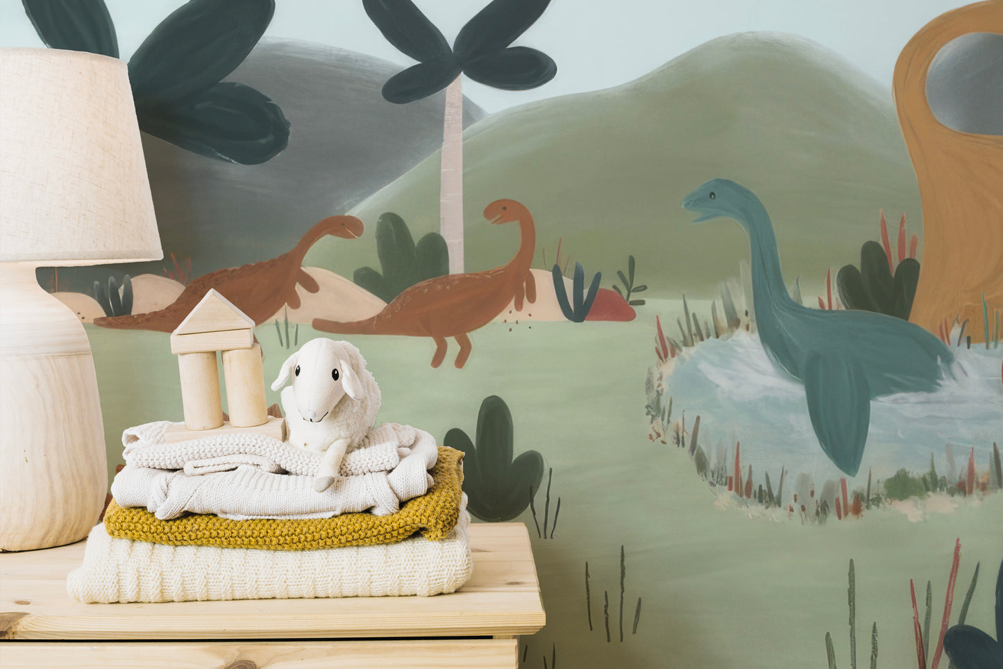 Adorable animal mural for children’s rooms