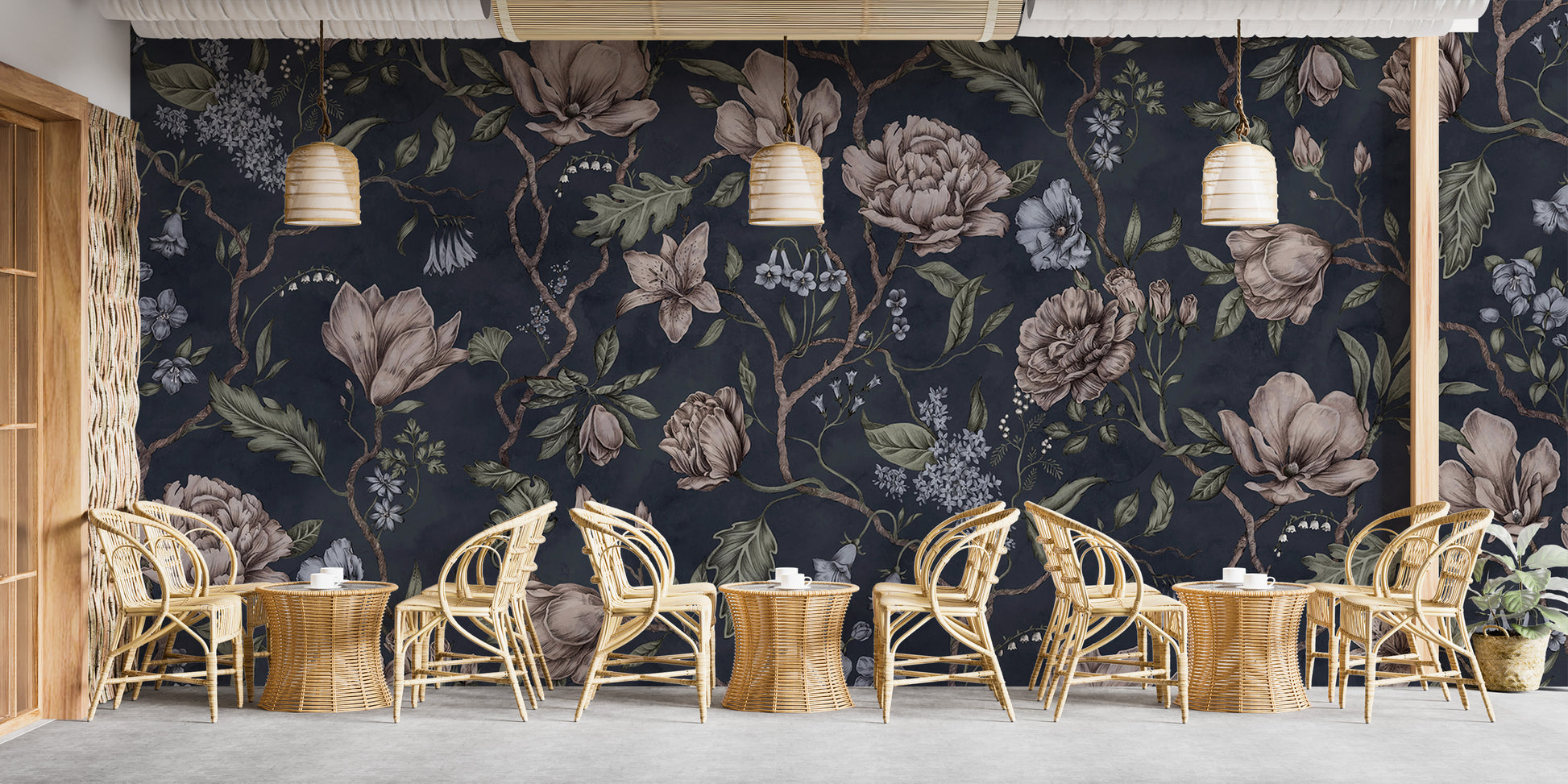 Transform walls with Belinda Dark Blue Wallpaper
