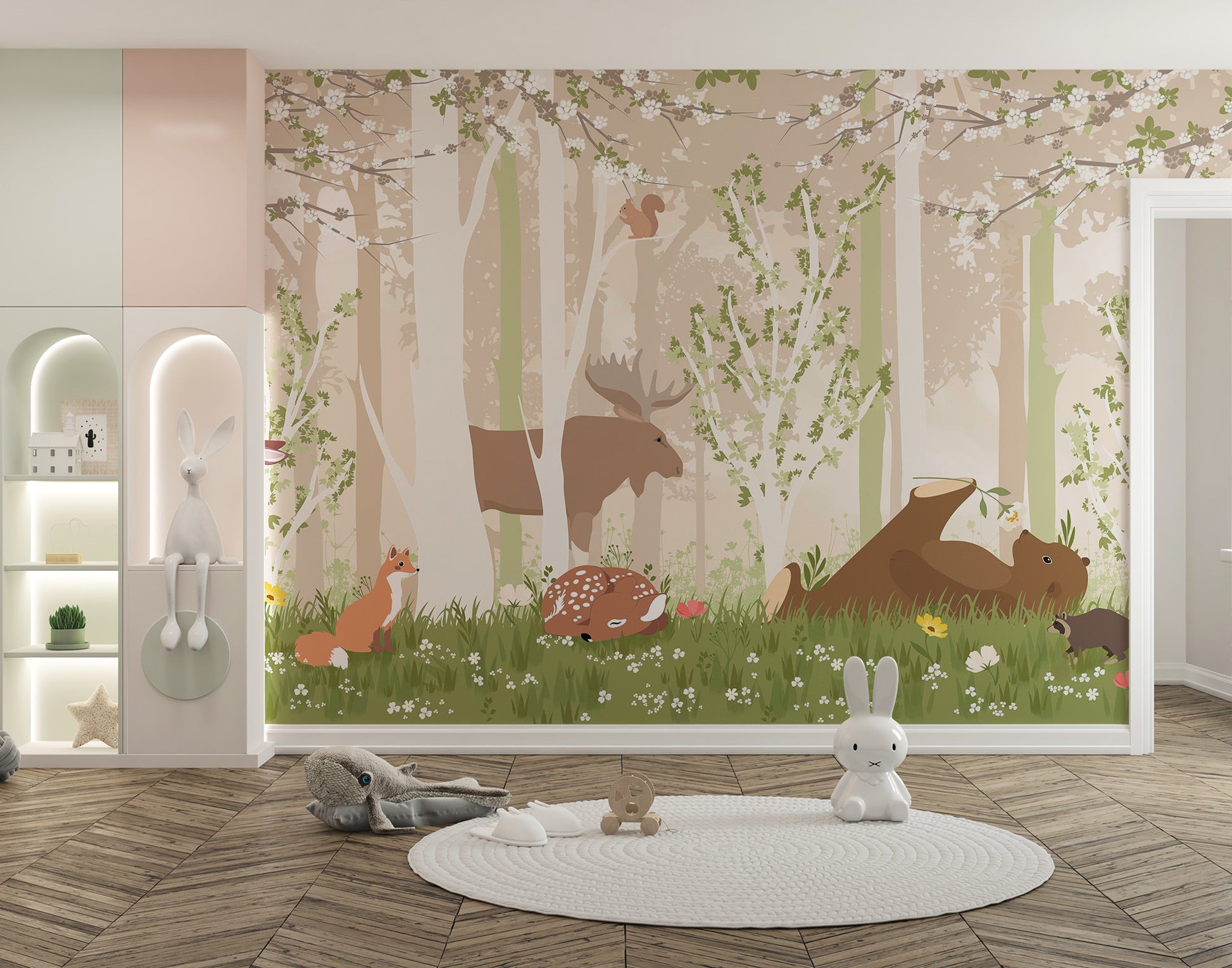 Fun woodland friends mural brightens up playful nurseries