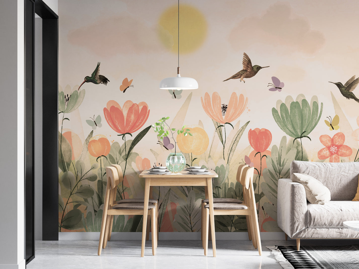 Brighten walls with Cheerful Spring Blossoms mural