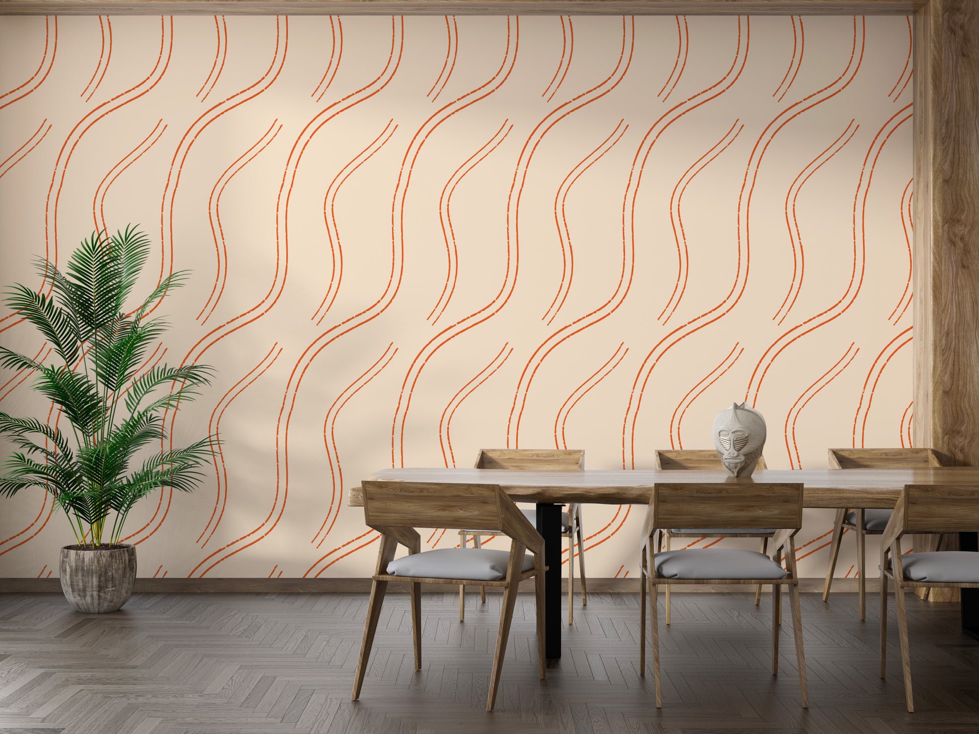 Elegant Orange Lines Mindfulness Zen Wallpaper design
