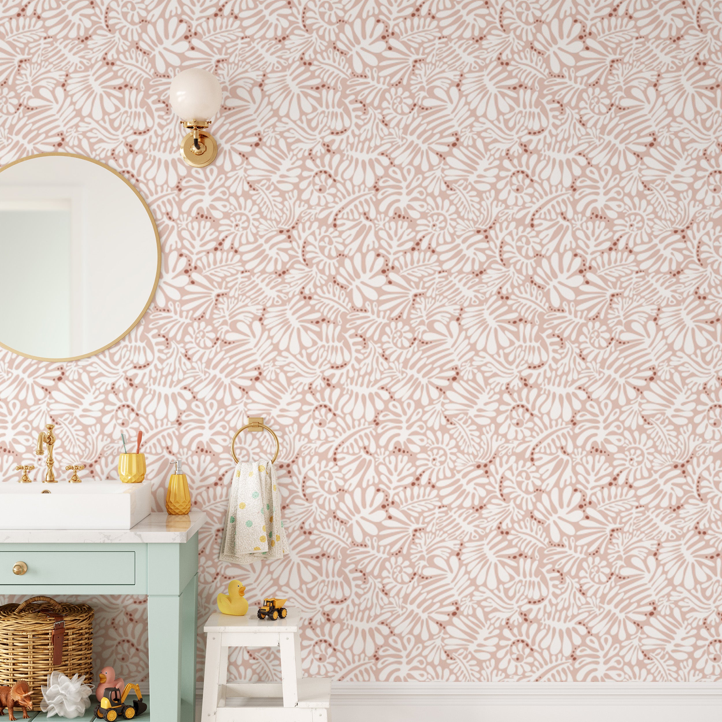 Stylish blush wallpaper for botanical interiors