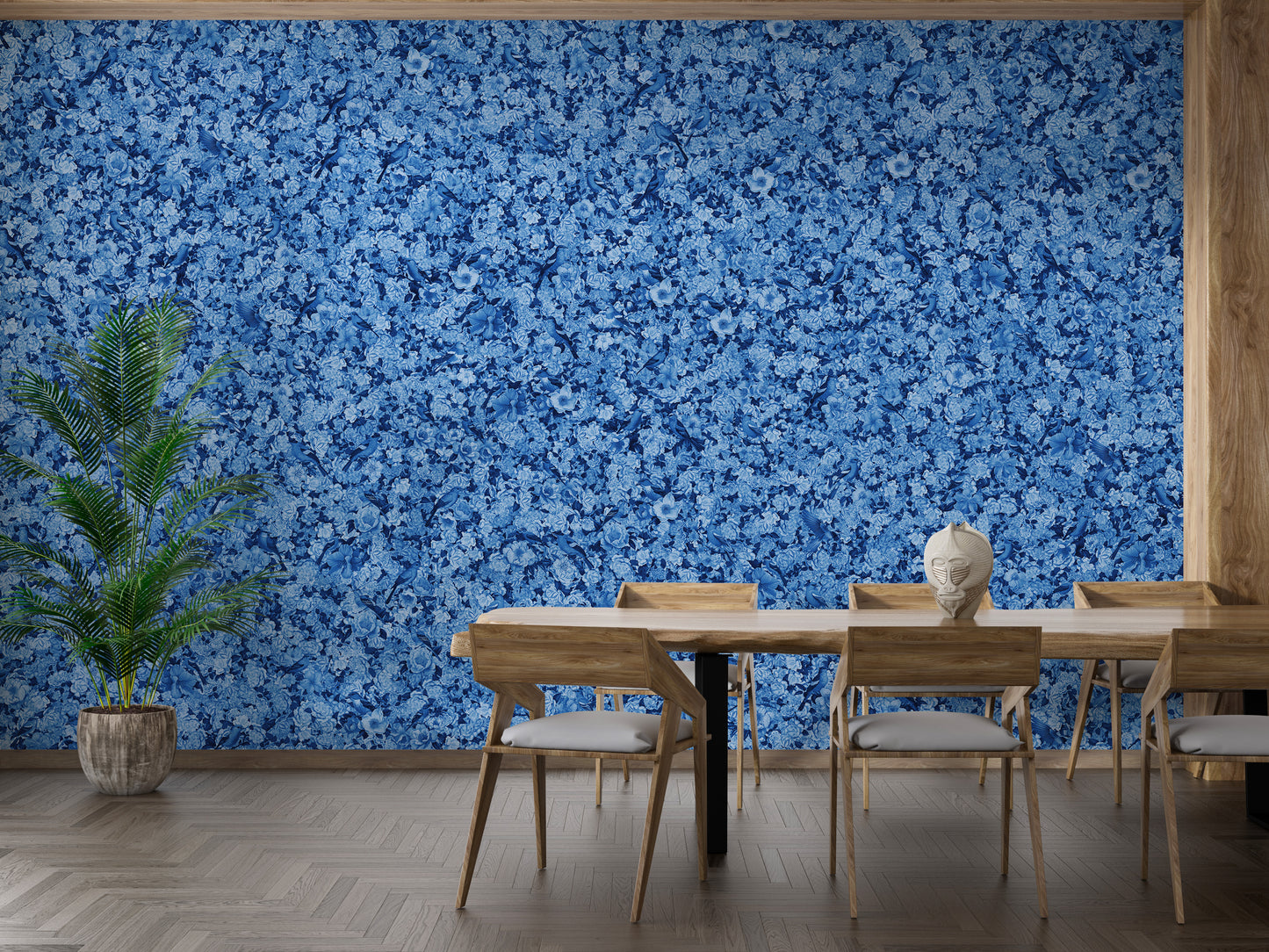 Blue Bird Wallpaper Flower Mural