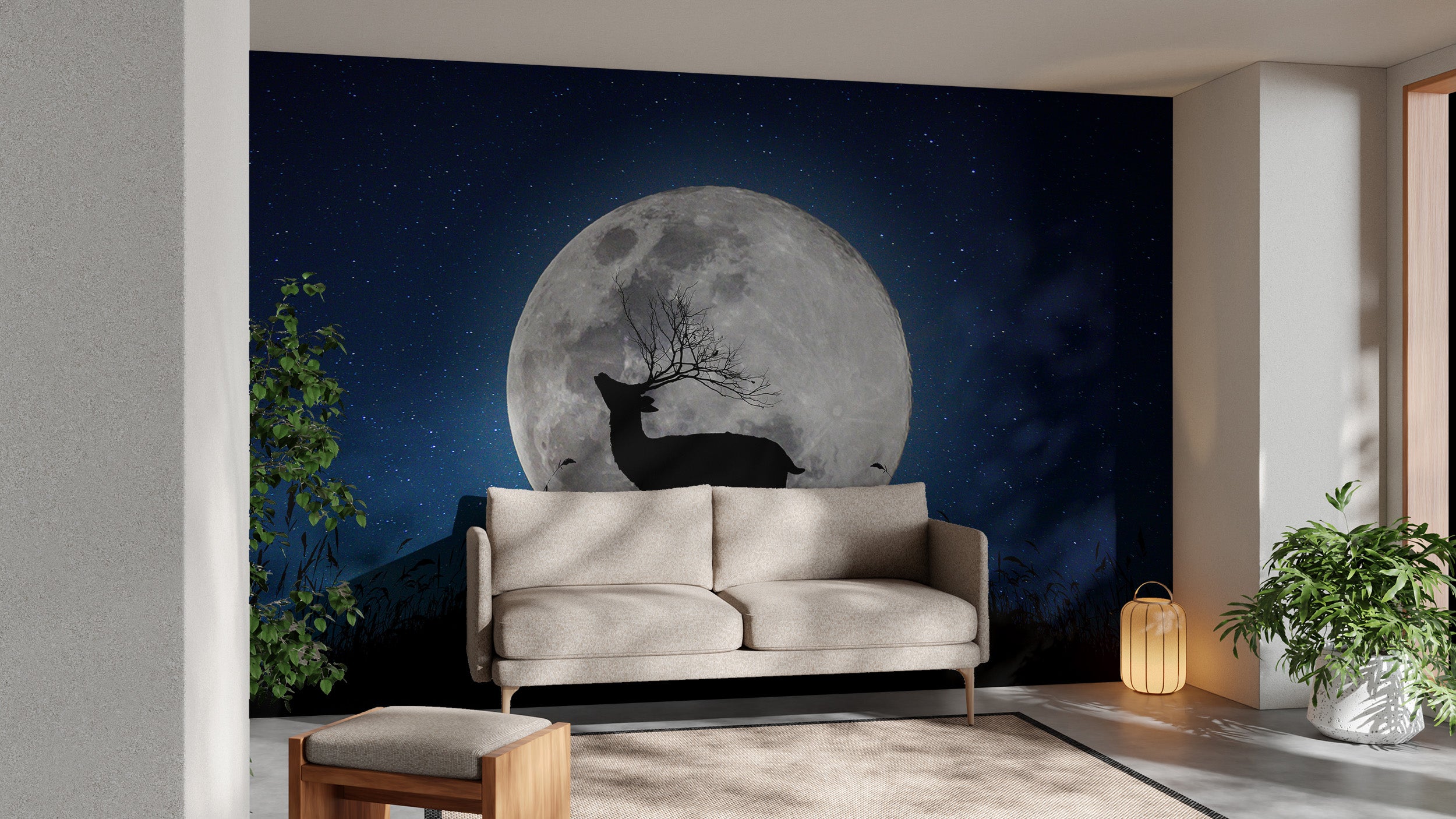 Skyward Stag Lunar Watcher Halloween Night self-adhesive wallpaper