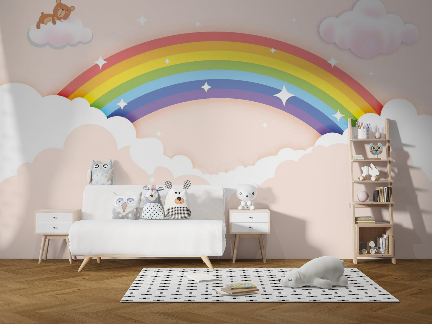 Vibrant Rainbow Wallpaper for Kids' Rooms