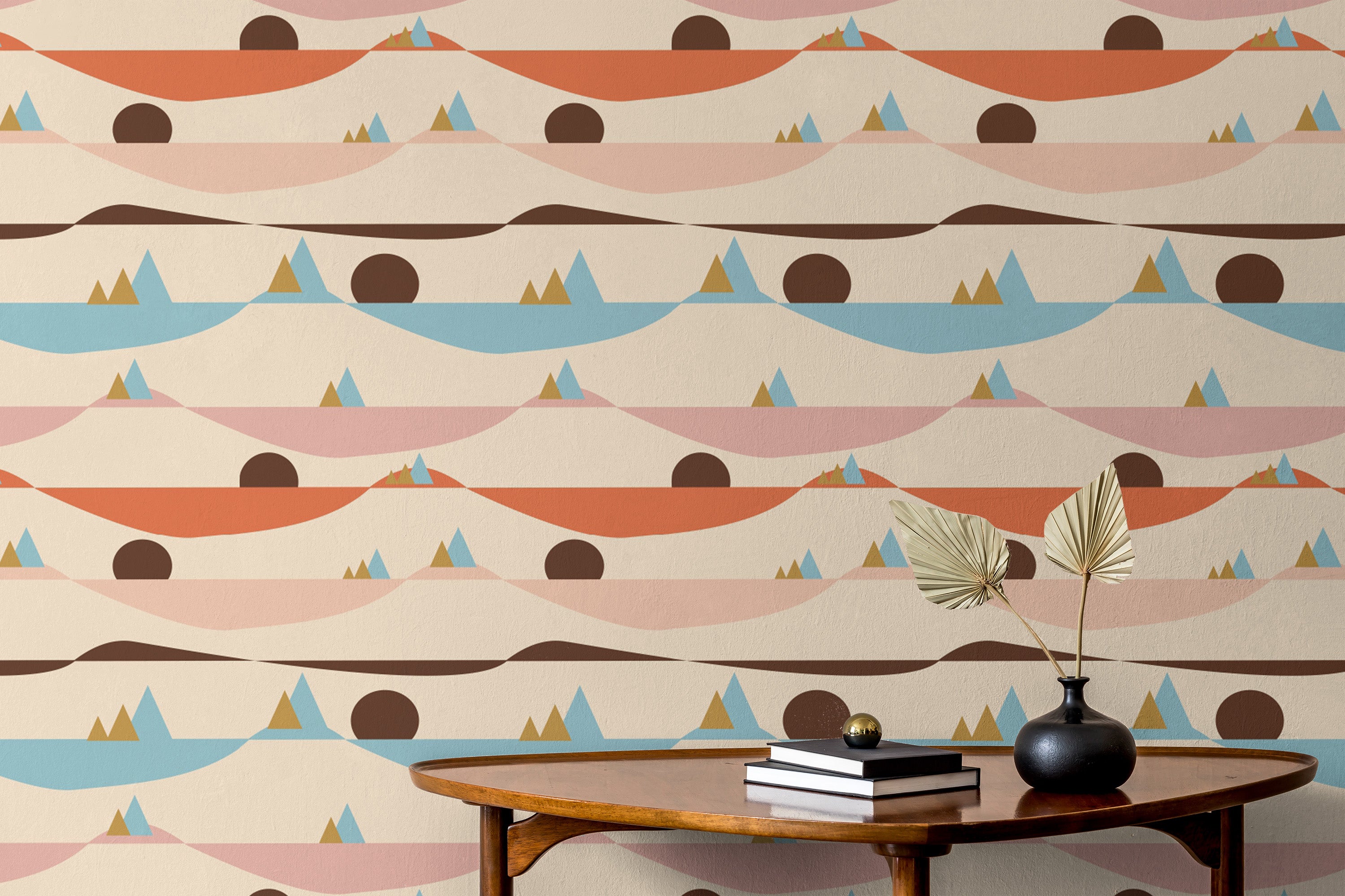 Warm landscape mural in pastel tones wallpaper
