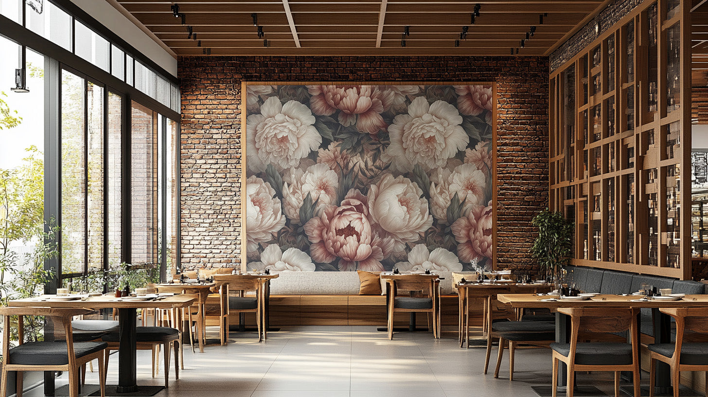 Delicate petals in Peony Flower Wallpaper Mural