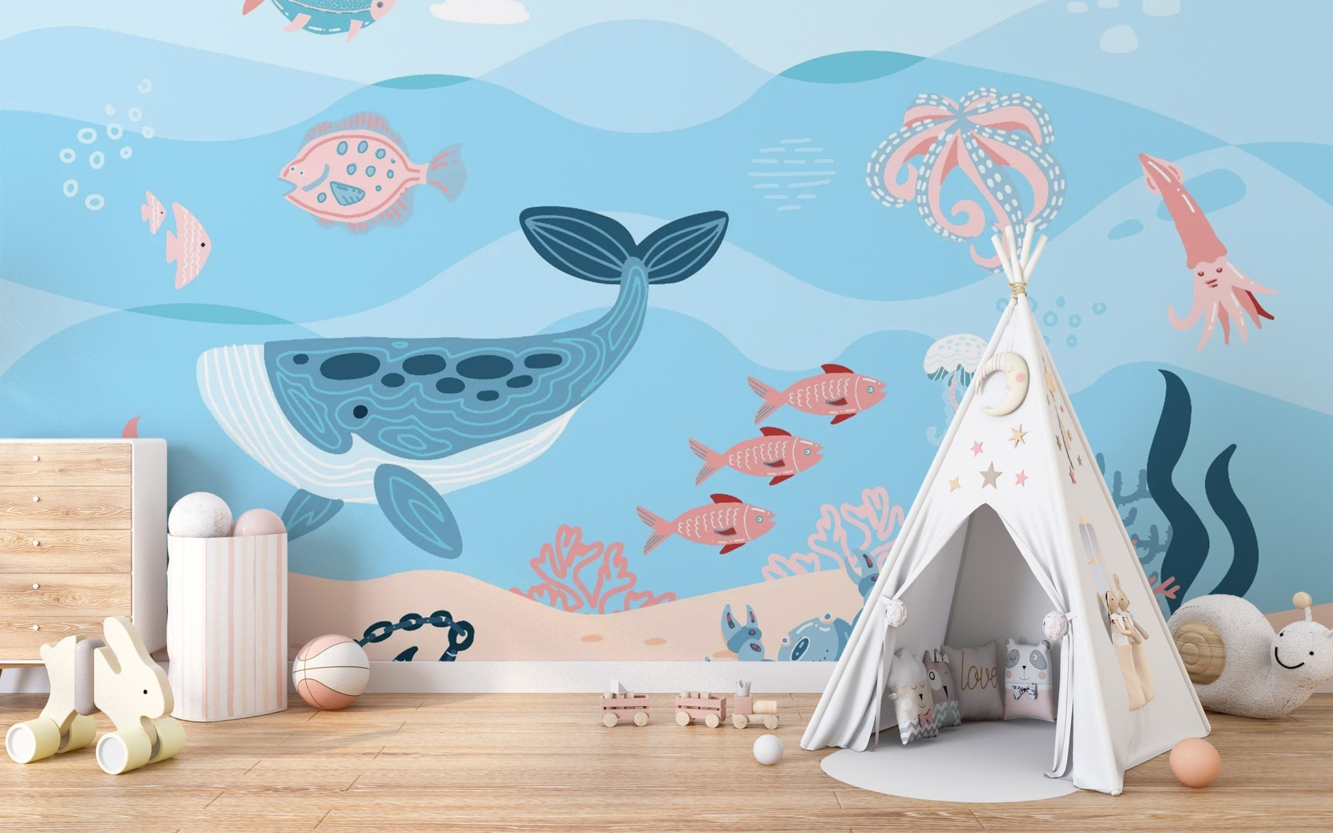 Reusable Underwater Fish Wall Mural for Spaces