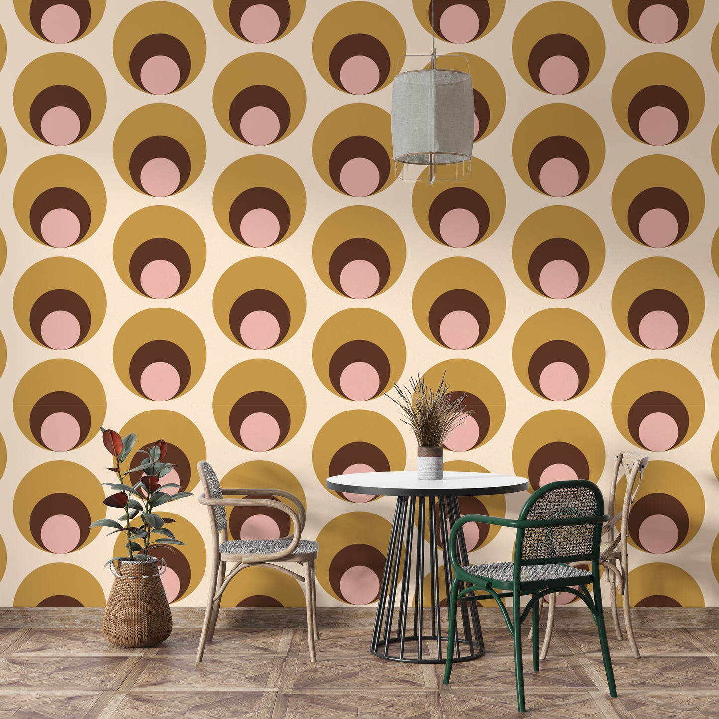 Beige retro dots for chic home murals
