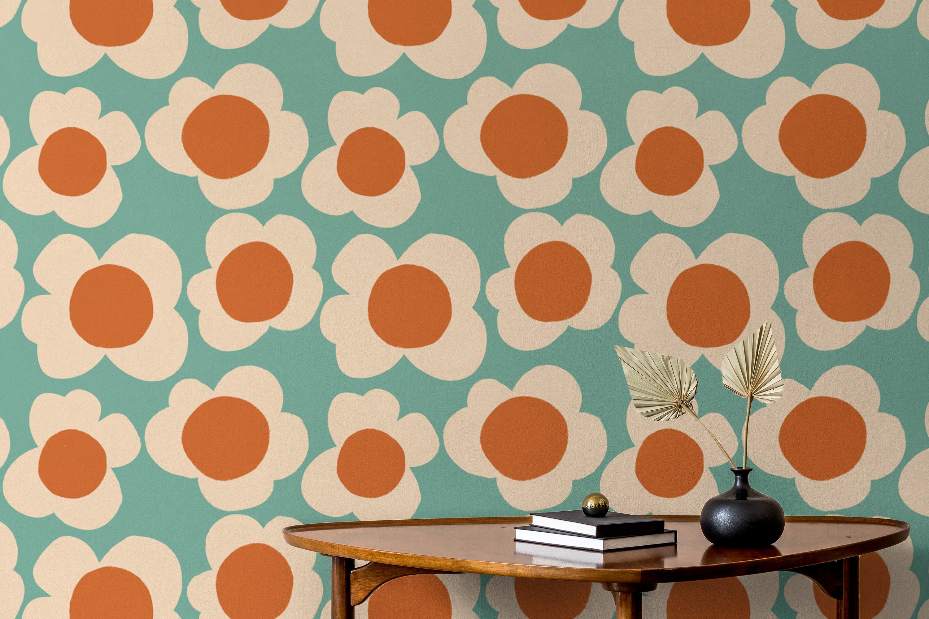 Modern flower wallpaper with a retro vibe
