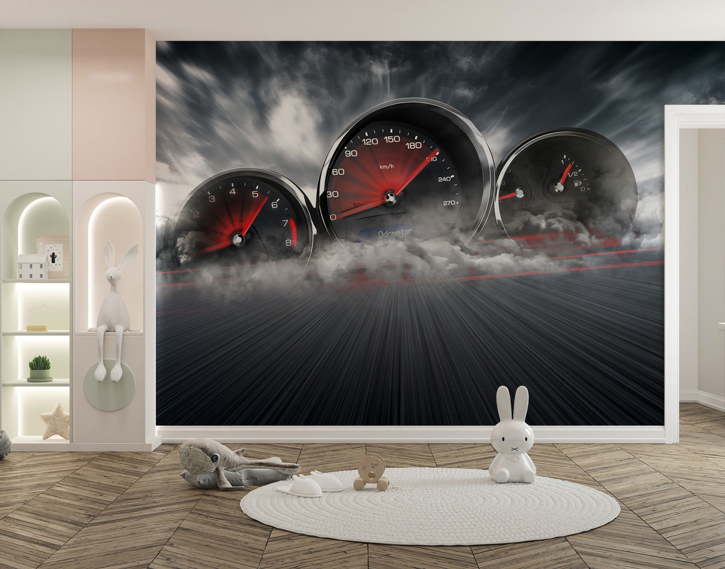 High Speed Car Dashboard Wall Mural