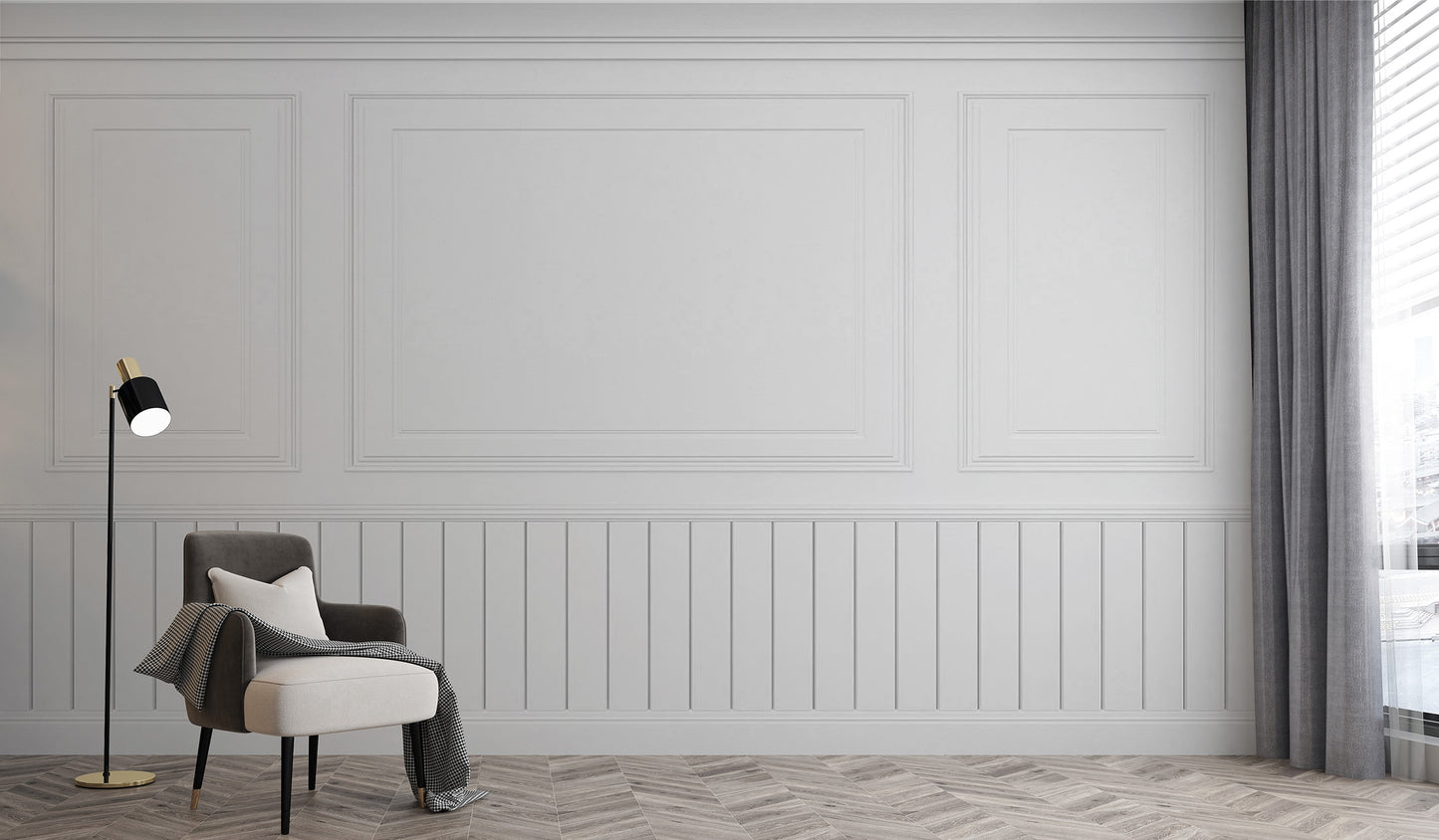 White Wood Panels Wallpaper Mural