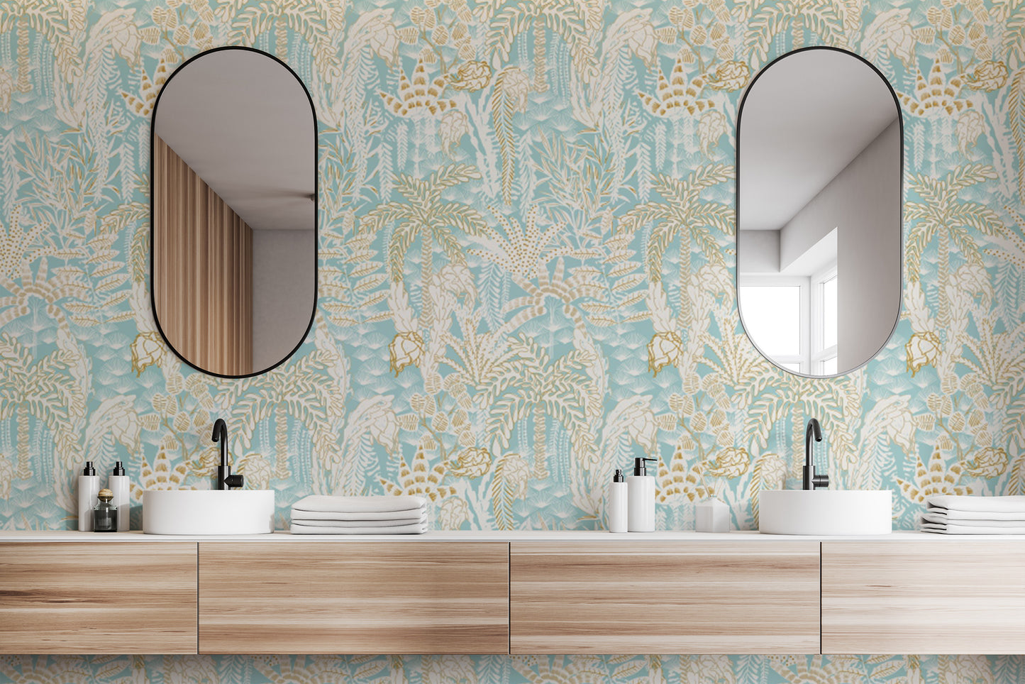 Coastal Breeze Floral wallpaper with serene floral patterns.
