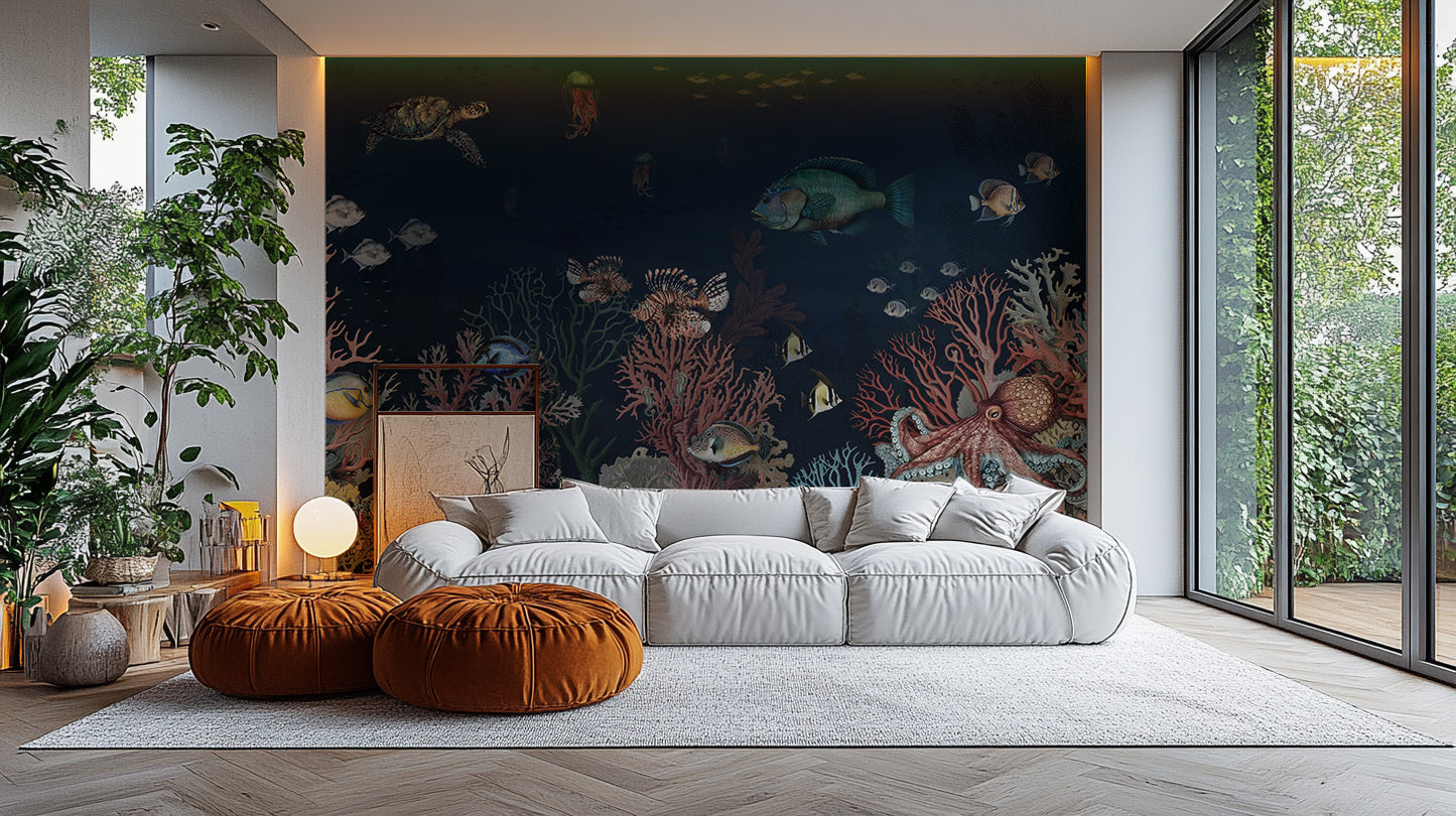 Ocean-inspired mural with coral wonders