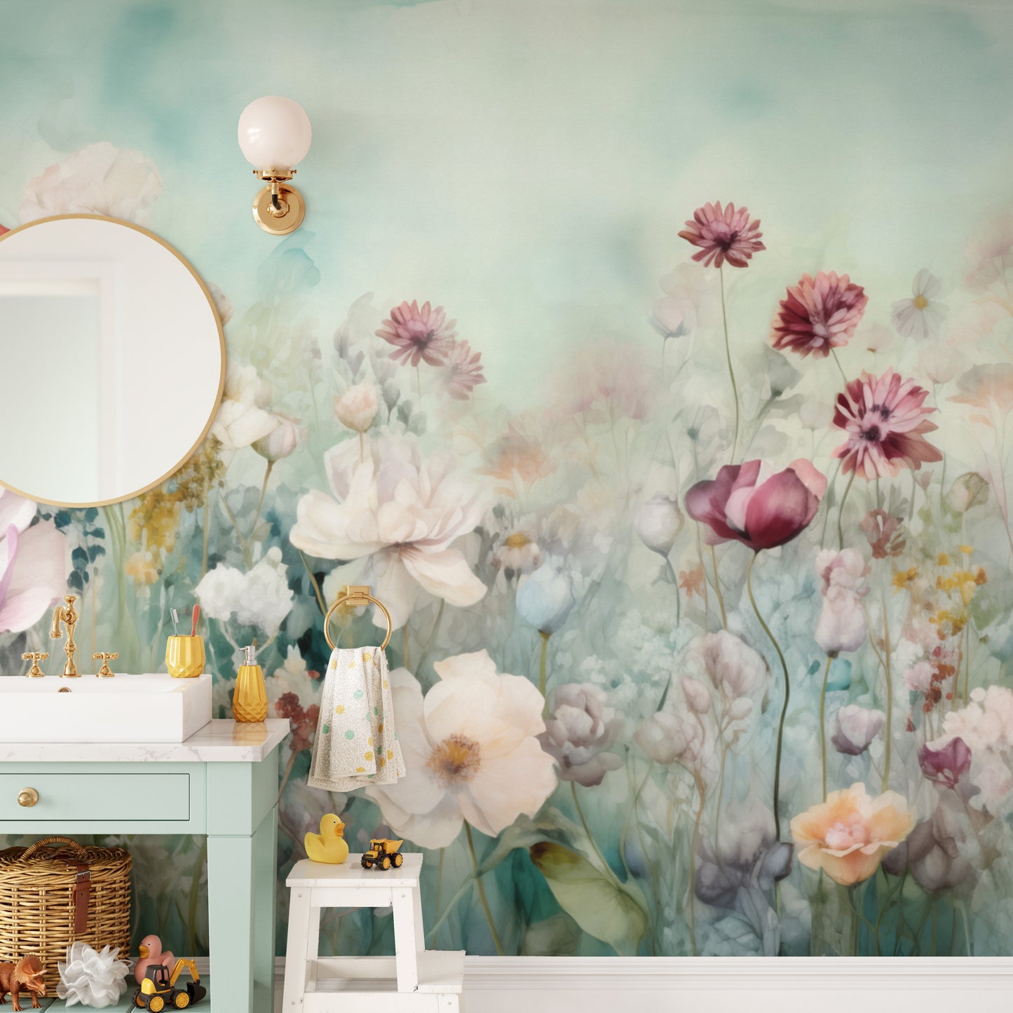 Colorful Pastel Flower Wallpaper Mural