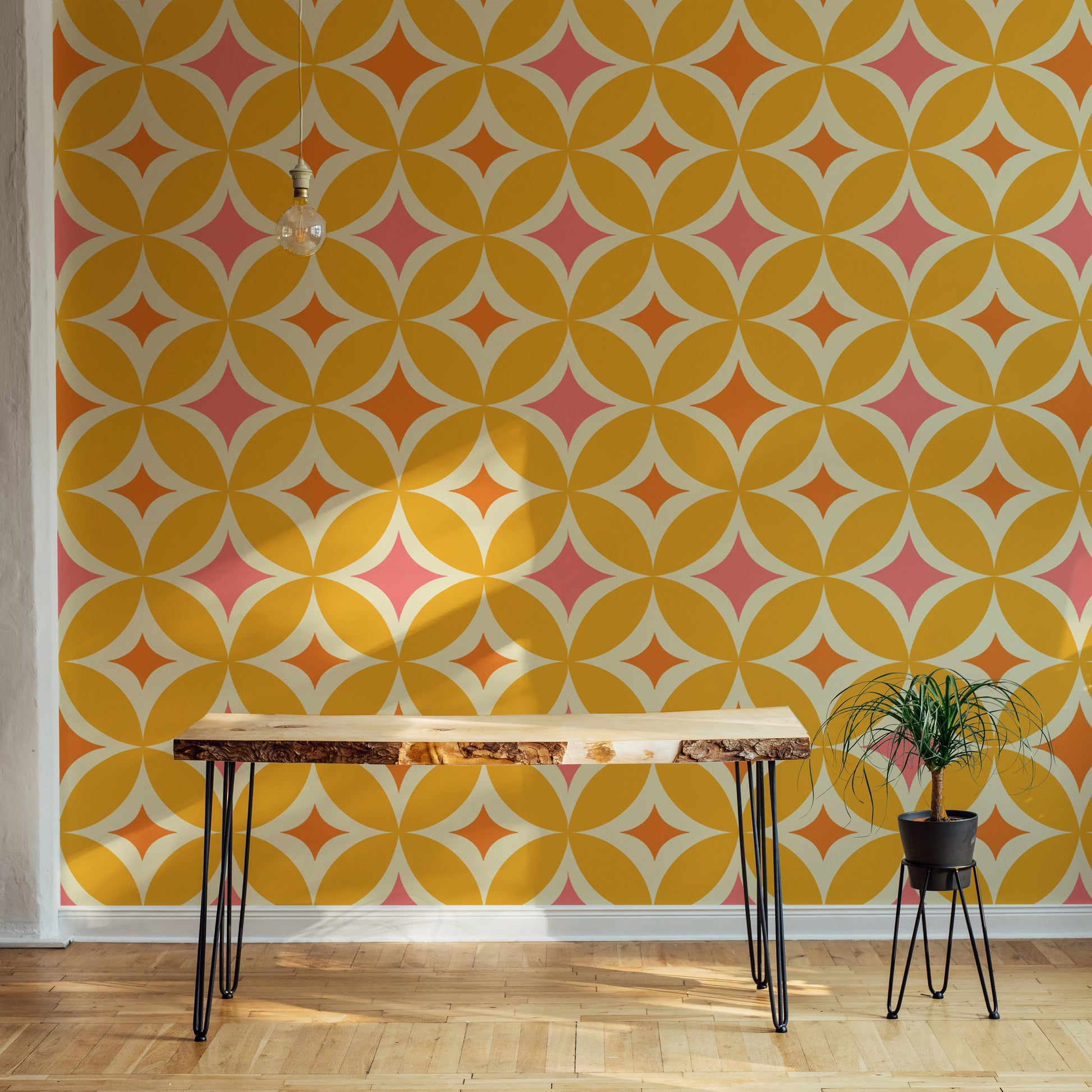 Portuguese Yellow Tiles Azulejos Design Wallpaper for timeless decor