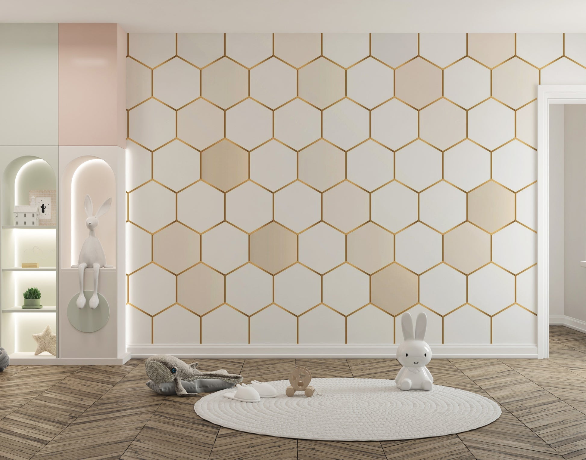 Geometric Honeycomb Hexagon Mural
